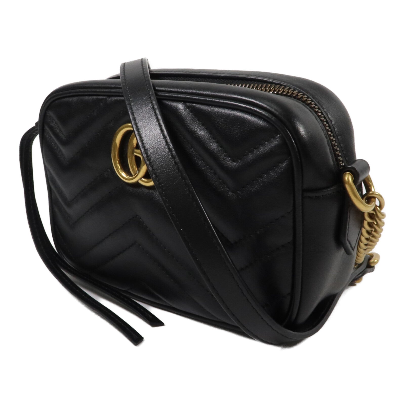 GUCCI 牛皮皮革GG Marmont Mini鏈帶肩背袋