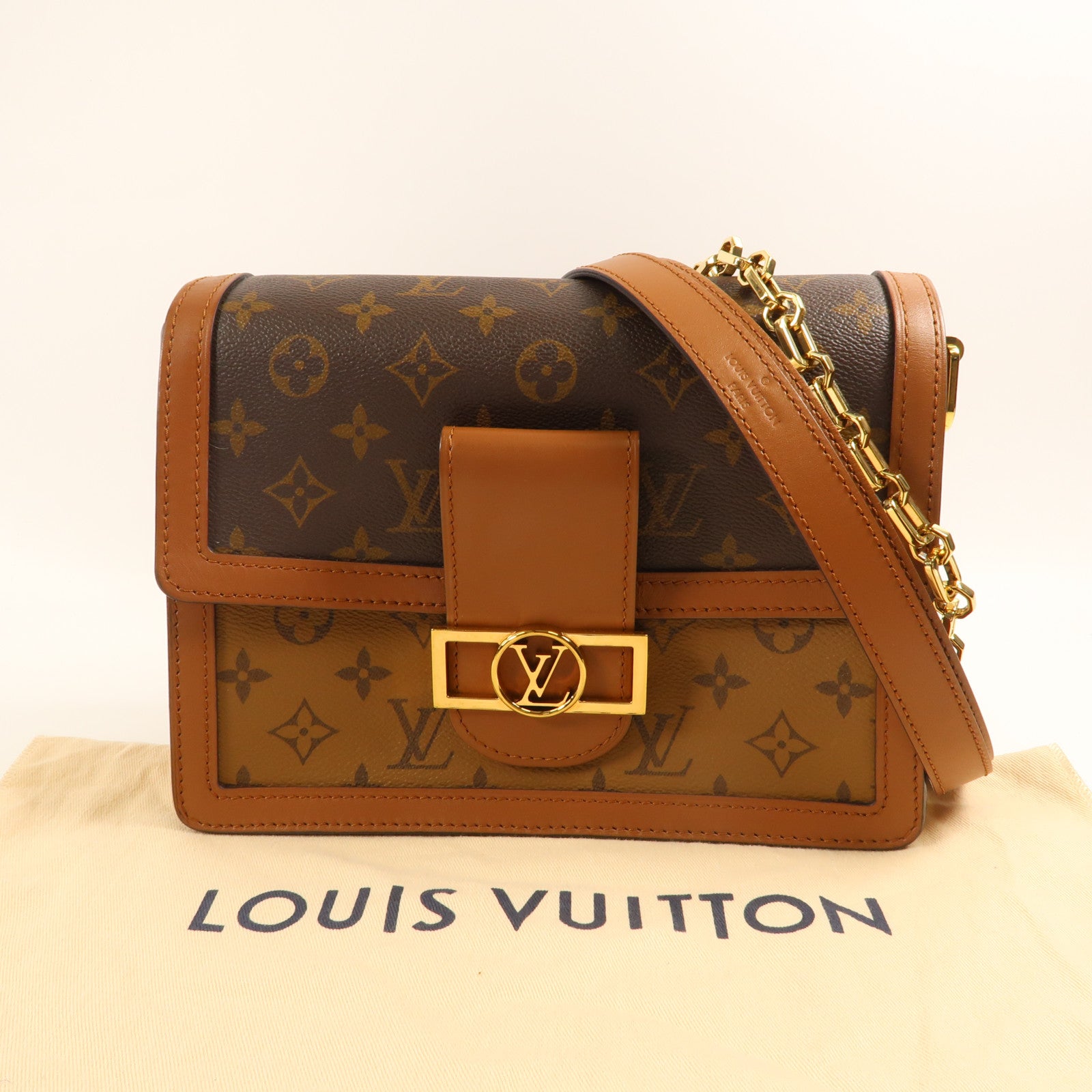 LOUIS VUITTON 【激減優惠】Monogram Reverse Dauphine MM金扣肩背袋