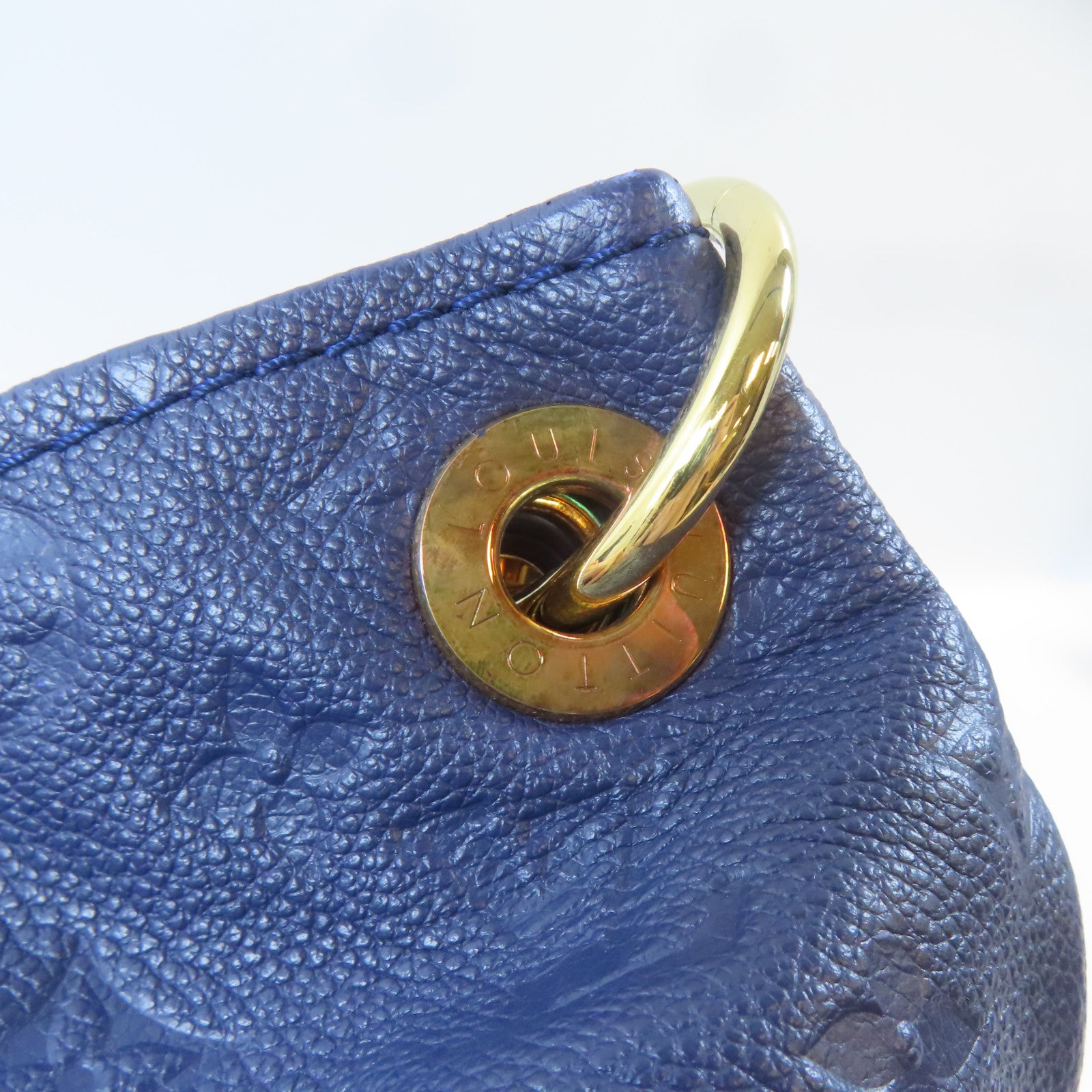 LOUIS VUITTON Monogram Empreinte Artsy MM金扣肩背袋藍色