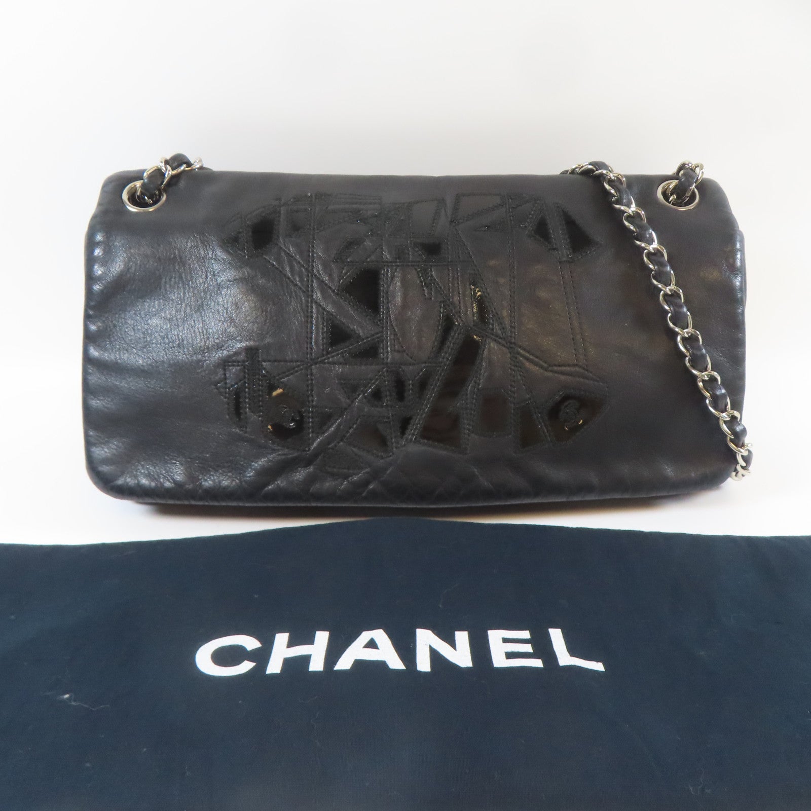 CHANEL 【激減優惠】牛皮皮革Chain Shoulder銀扣鏈帶肩背袋黑色