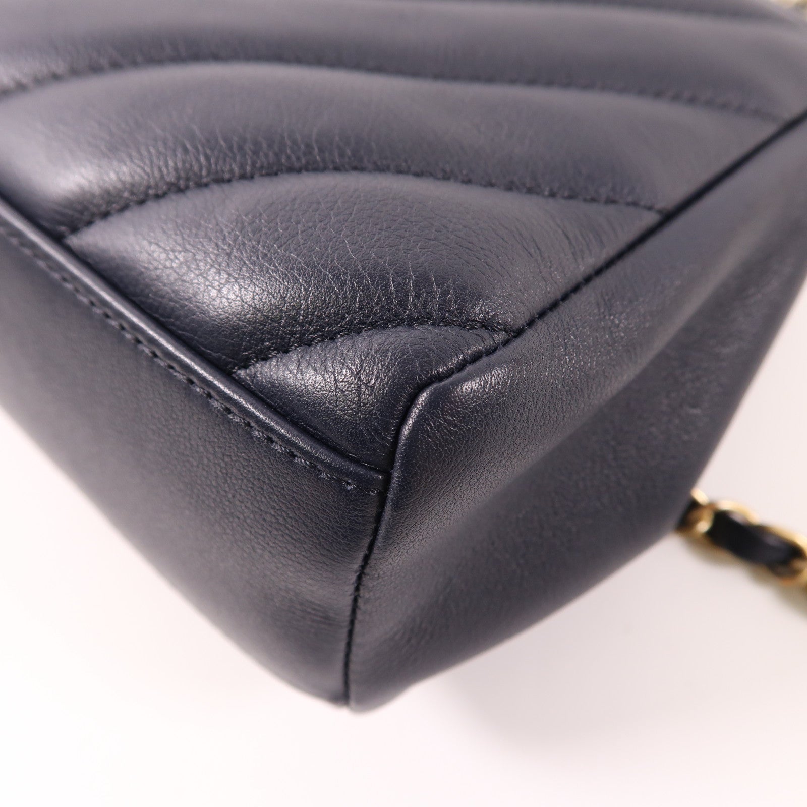 CHANEL 牛皮皮革Shoulder Bag金扣鏈帶手挽肩背兩用袋