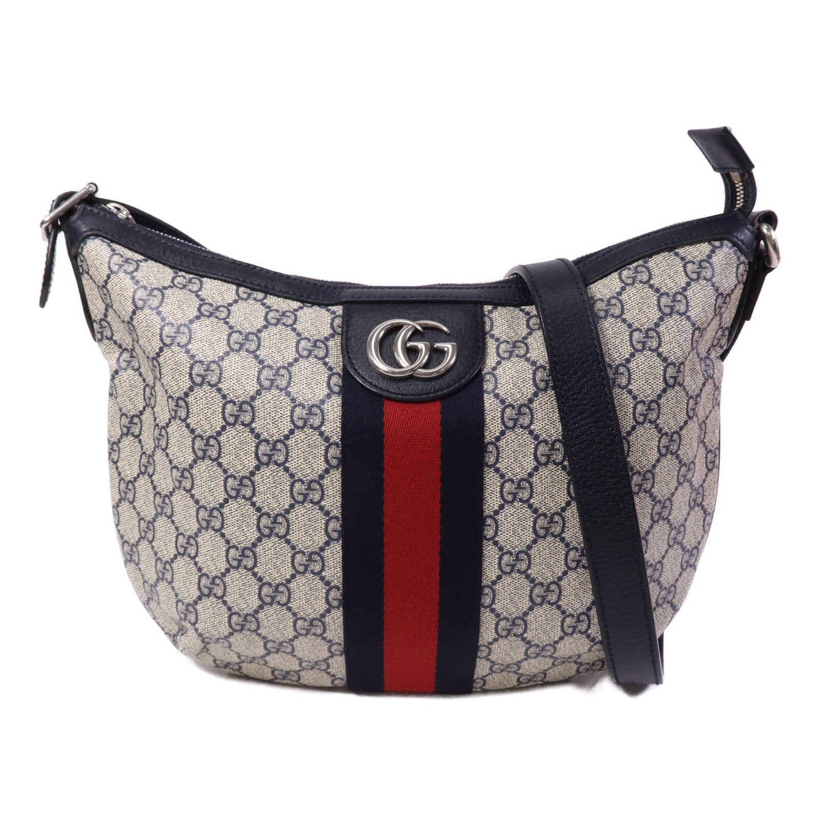 GUCCI 塗層帆布Ophidia GG銀扣肩背袋