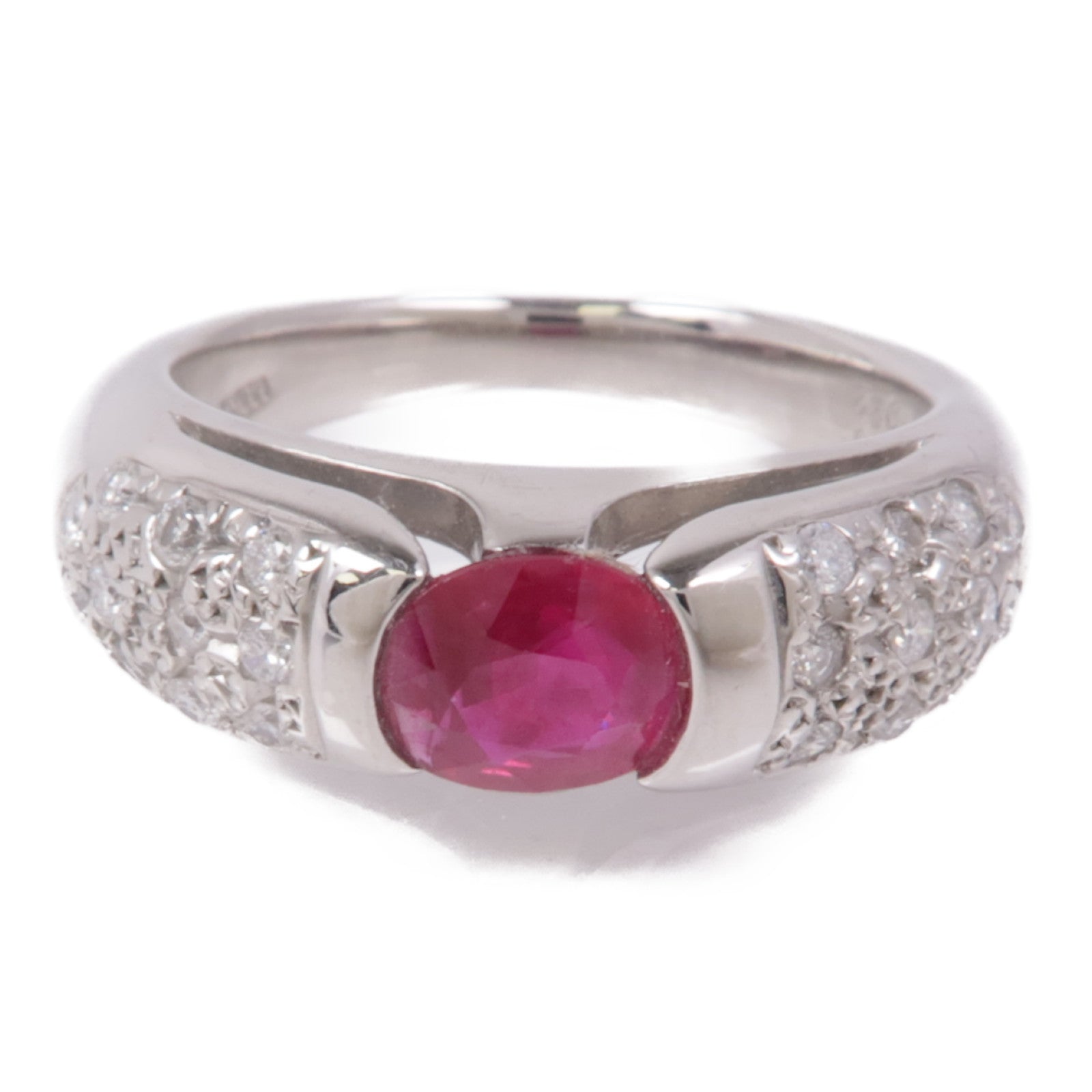 JEWELRY 【激減優惠】PT900鉑金Ruby/Diamond Ring紅寶石/鑽石戒指US#5.5