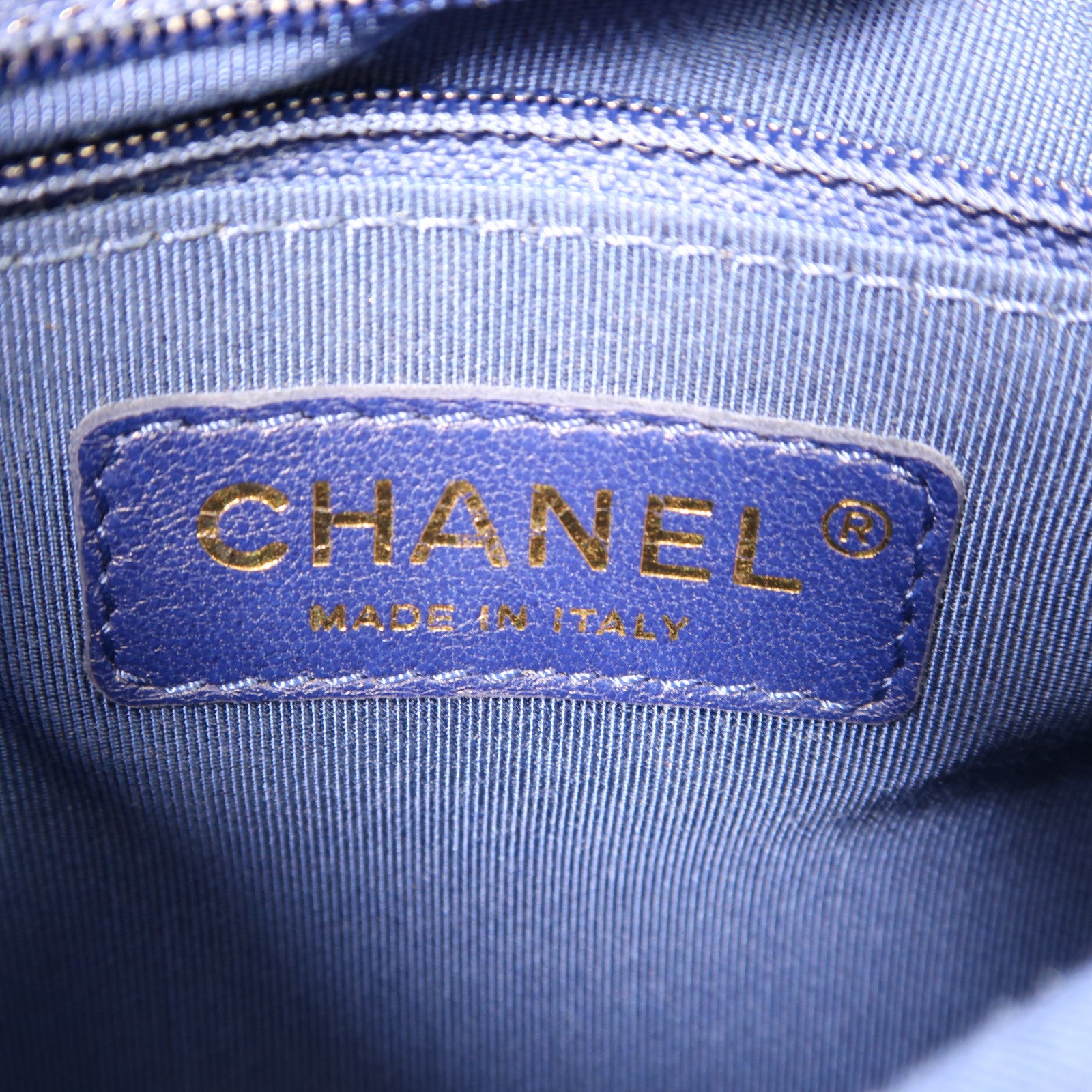 CHANEL 牛皮皮革/蛇皮Coco Handle金扣手挽肩背兩用袋深藍色