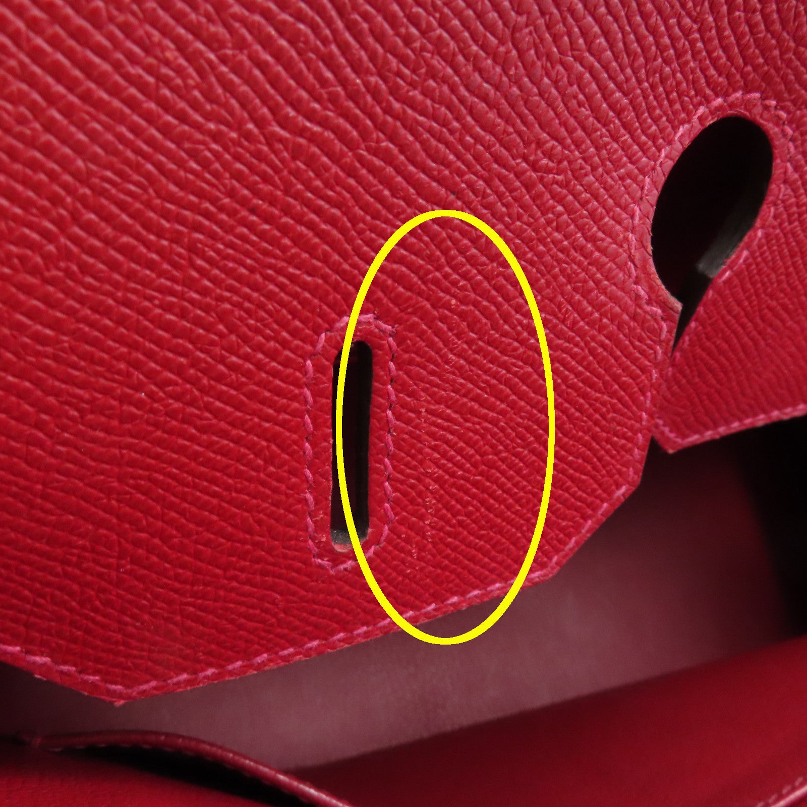 HERMES Epsom Leather Birkin 35 Silver Buckle Hand Bag Ferrari Red
