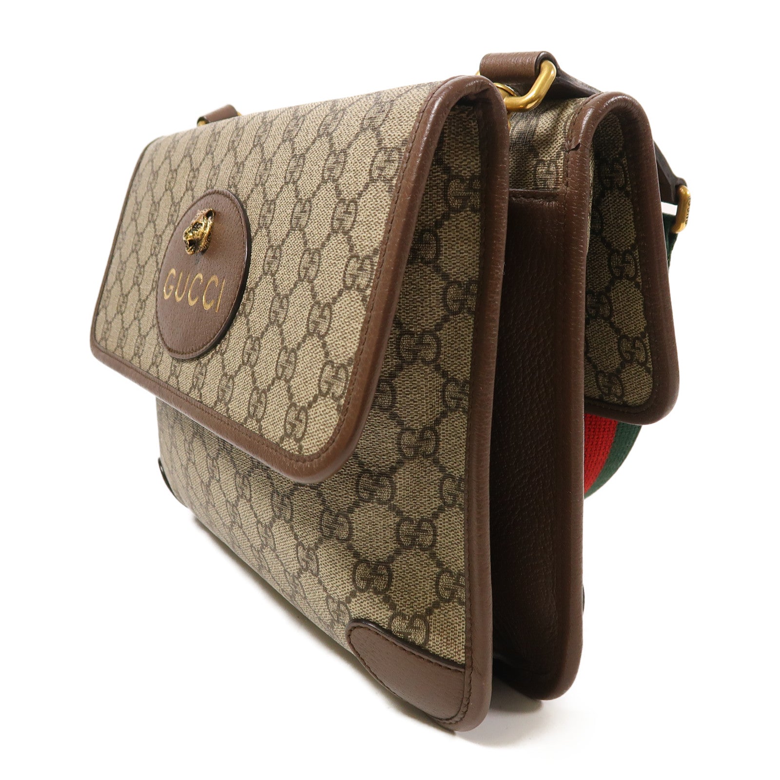 GUCCI 塗層帆布Shoulder Bag金扣肩背袋