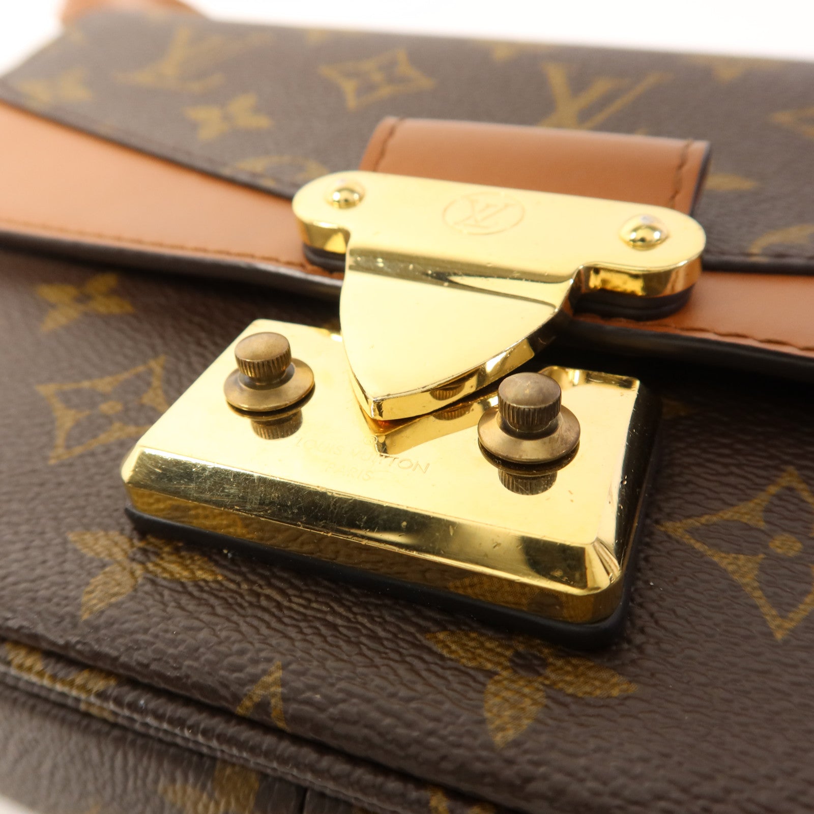 LOUIS VUITTON Monogram Marceau金扣鏈帶肩背袋棕色
