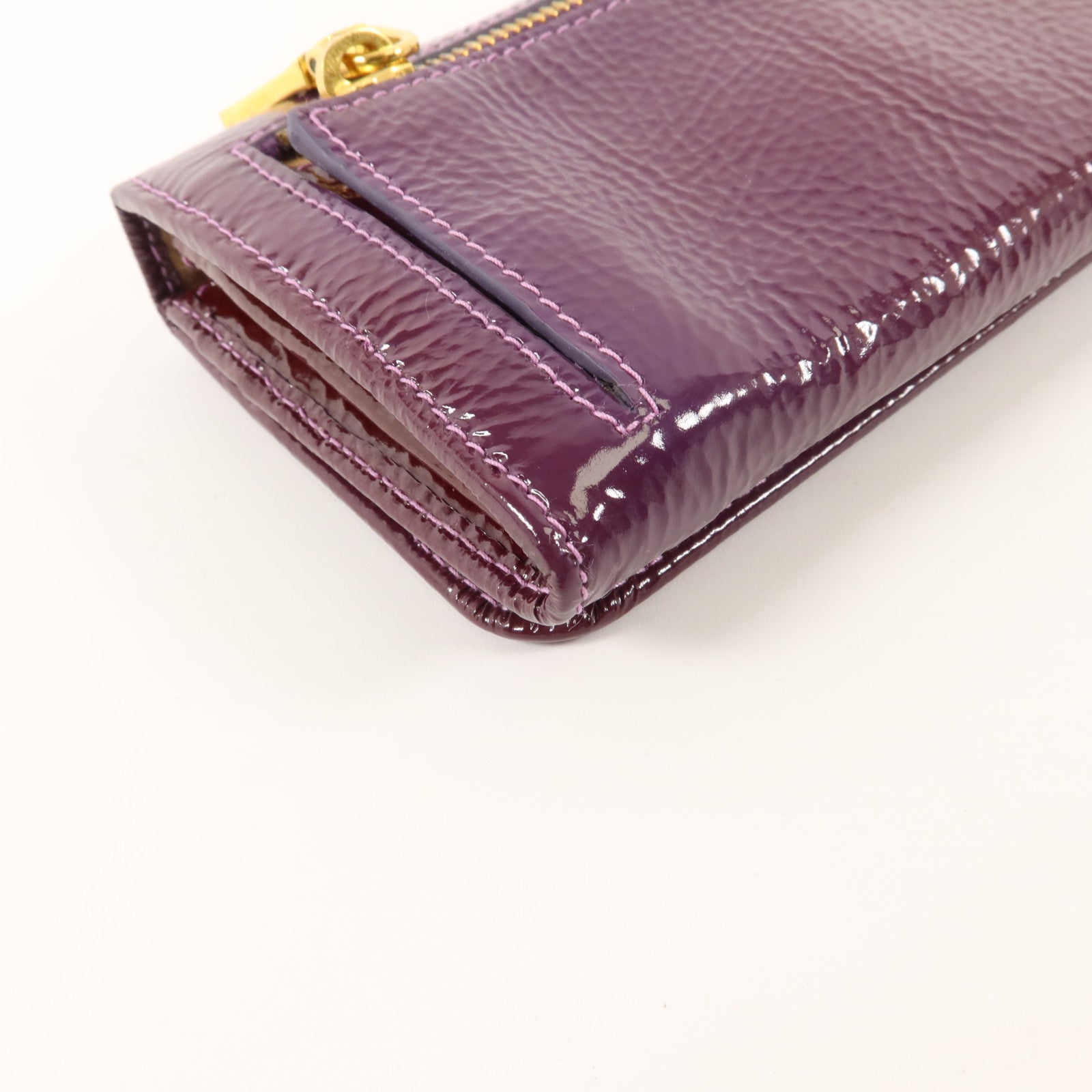 PRADA 漆皮皮革Long Wallet金扣長錢包