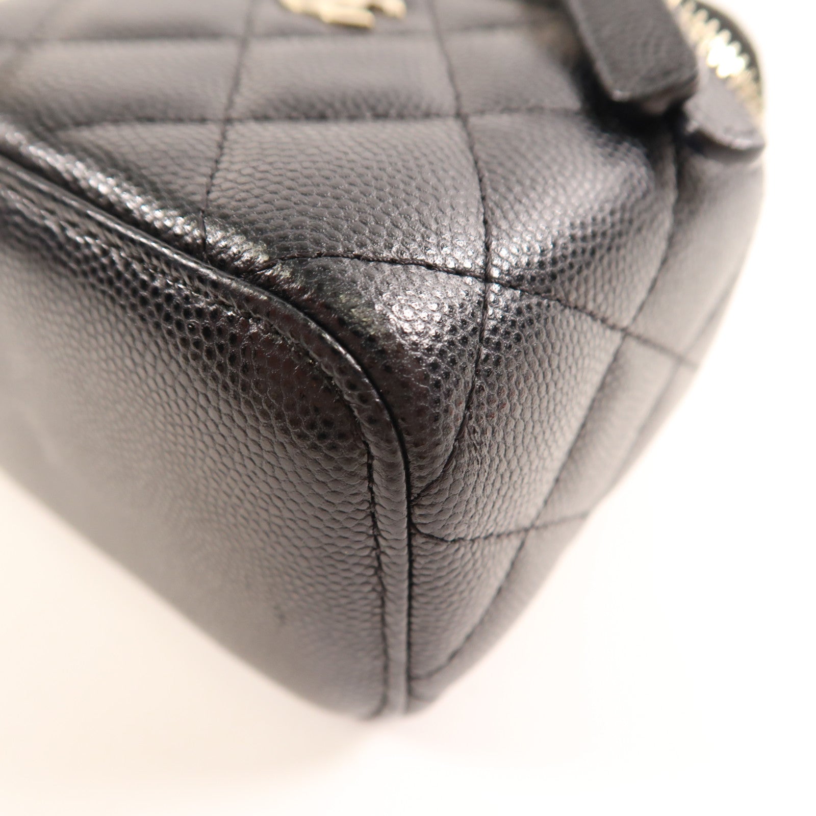 CHANEL CC GHW Mini Vanity Chain Shoulder Bag Calfskin Leather Black