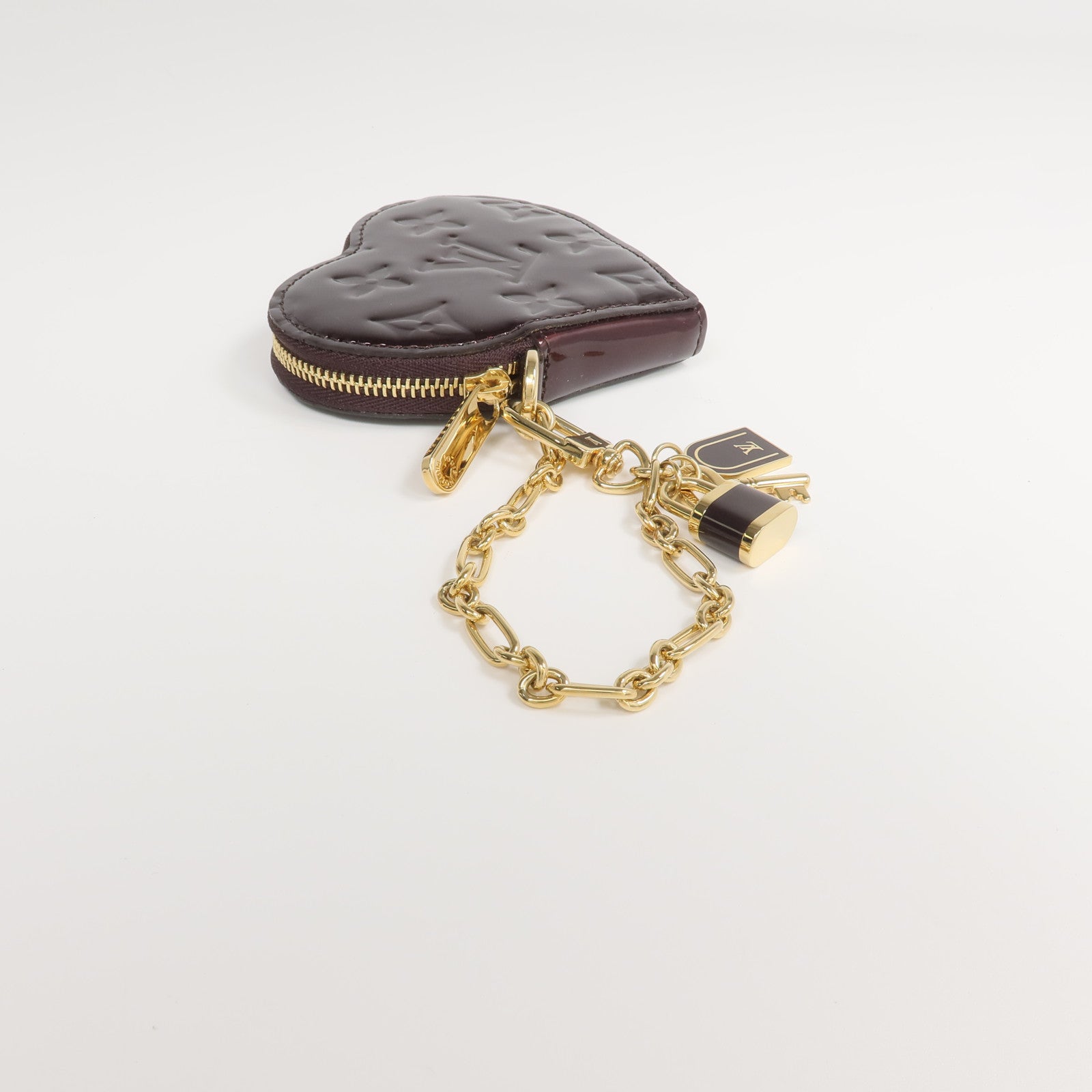 LOUIS VUITTON Monogram Vernis Porte Monnaie Coeur錢包Amarante