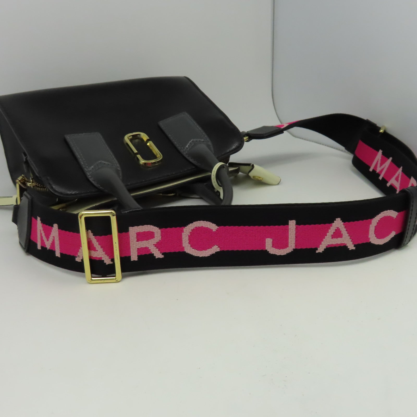 MARC JACOBS 牛皮皮革2 Way Shoulder金扣手挽肩背兩用袋黑色