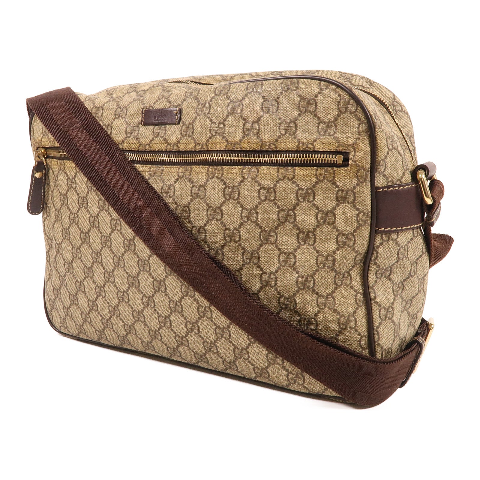 GUCCI 塗層帆布Shoulder Bag金扣肩背袋啡色