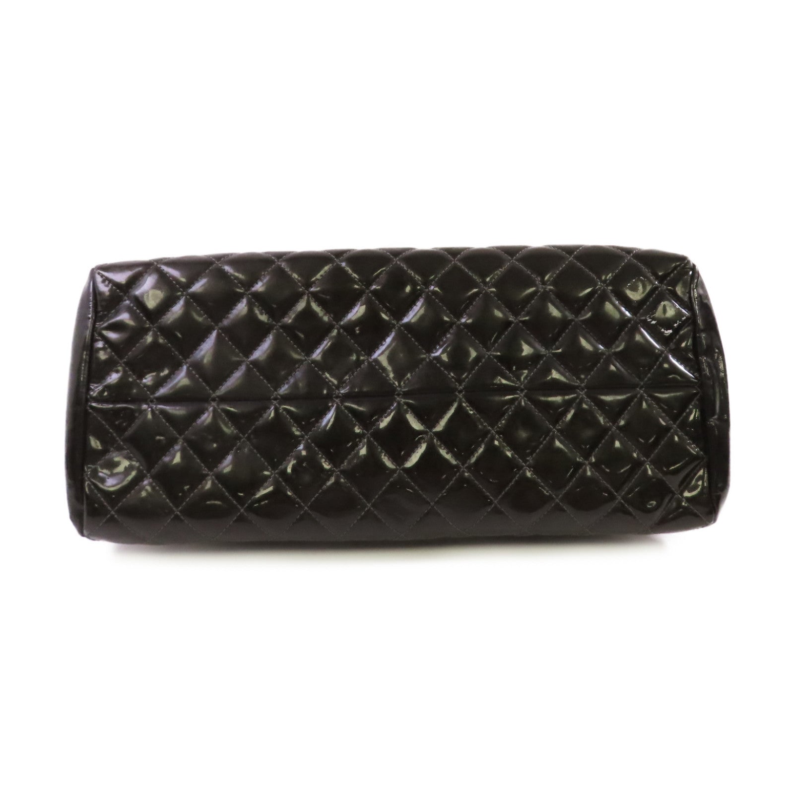 CHANEL 【激減優惠】菱格漆皮皮革Chain Shoulder Bag銀扣鏈帶肩背袋金黃色/軍綠色