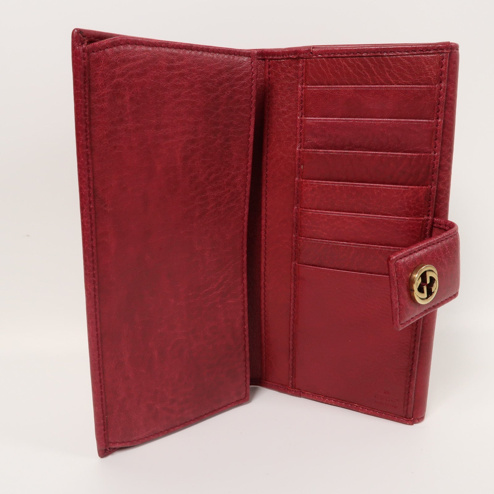 GUCCI 牛皮皮革Long Wallet金扣長錢包紅色