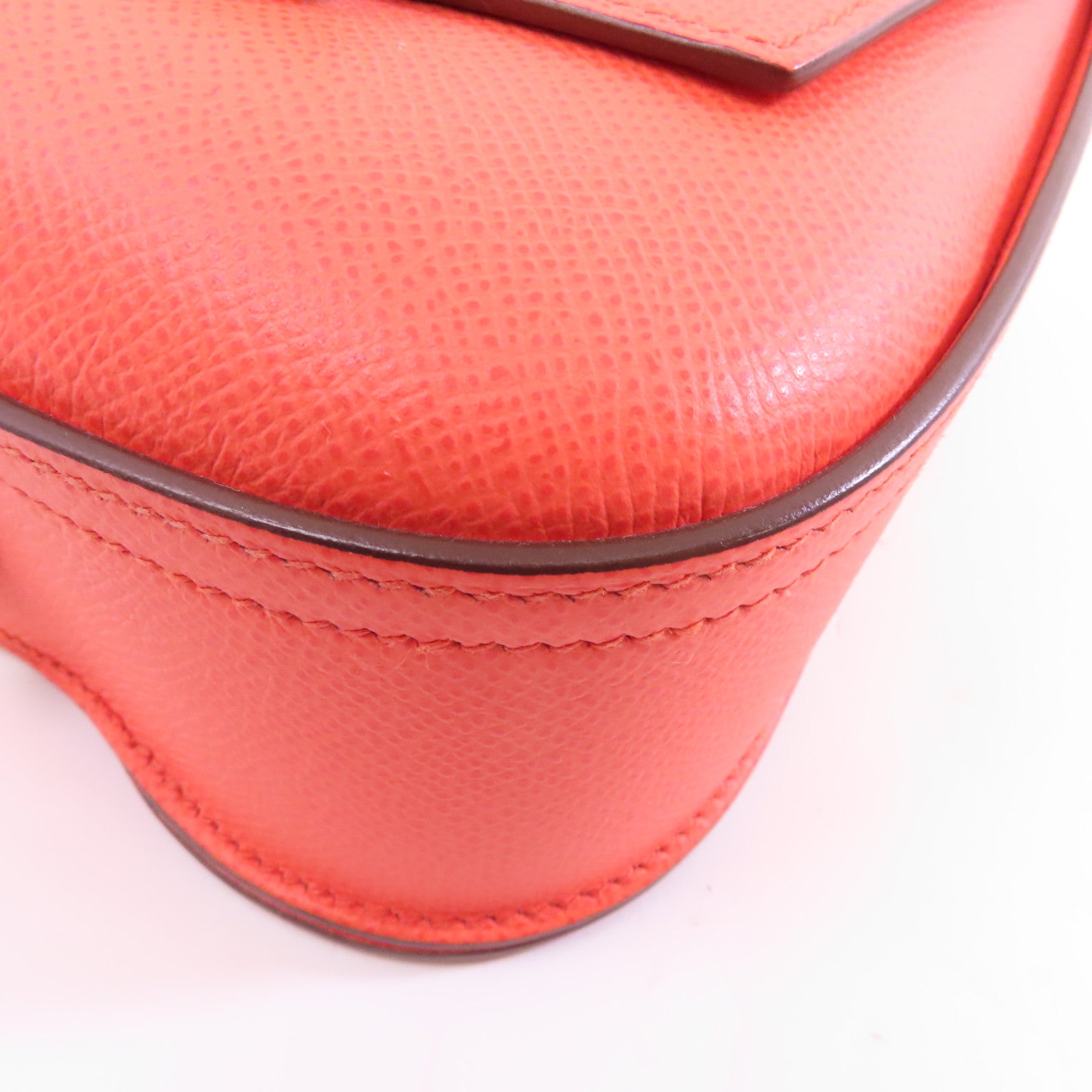 HERMES Epsom皮革Della銀扣肩背袋Rose Jaipur紅色