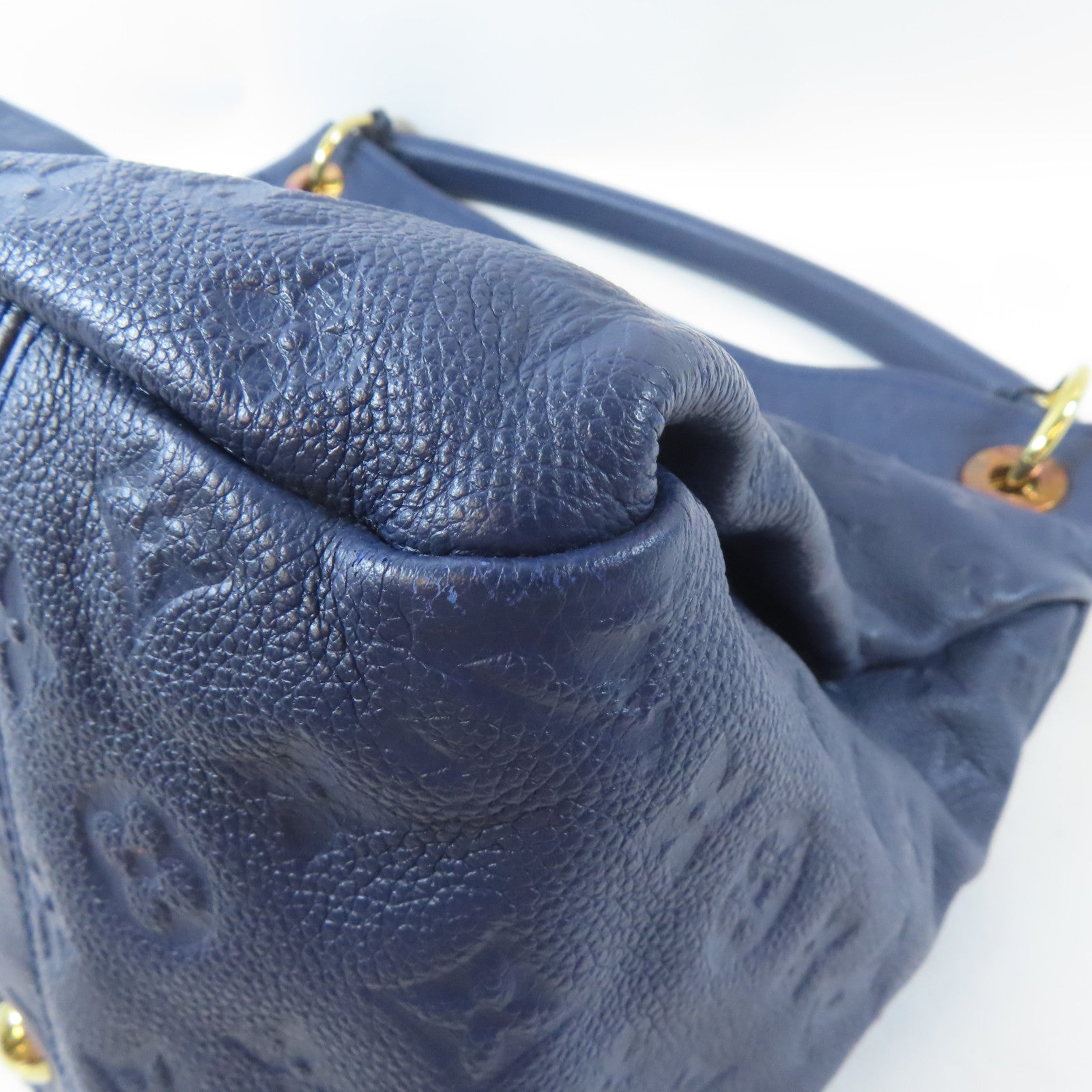 LOUIS VUITTON Monogram Empreinte Artsy MM金扣肩背袋藍色