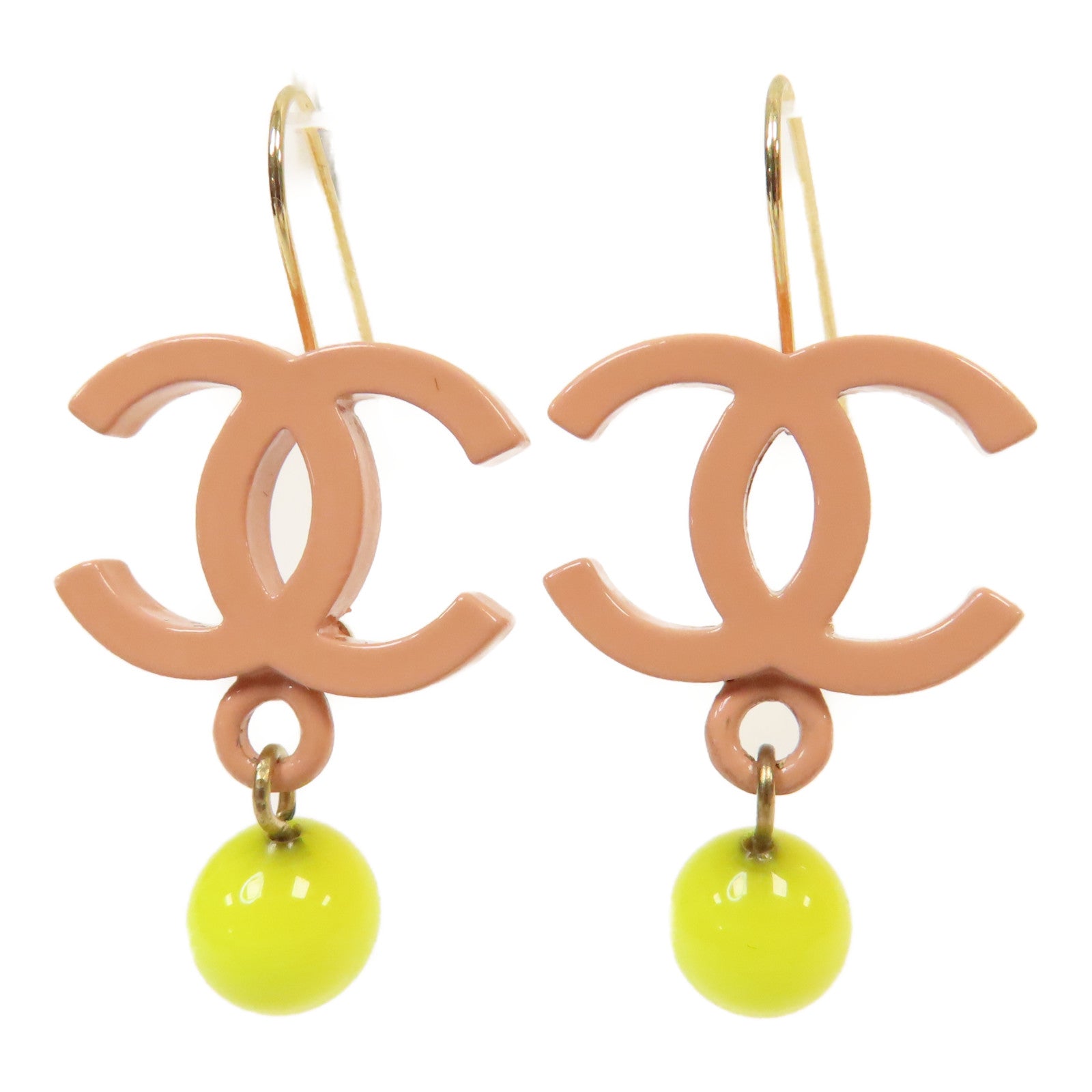 CHANEL PVC/金屬Earrings耳環粉紅色/黃色/金色