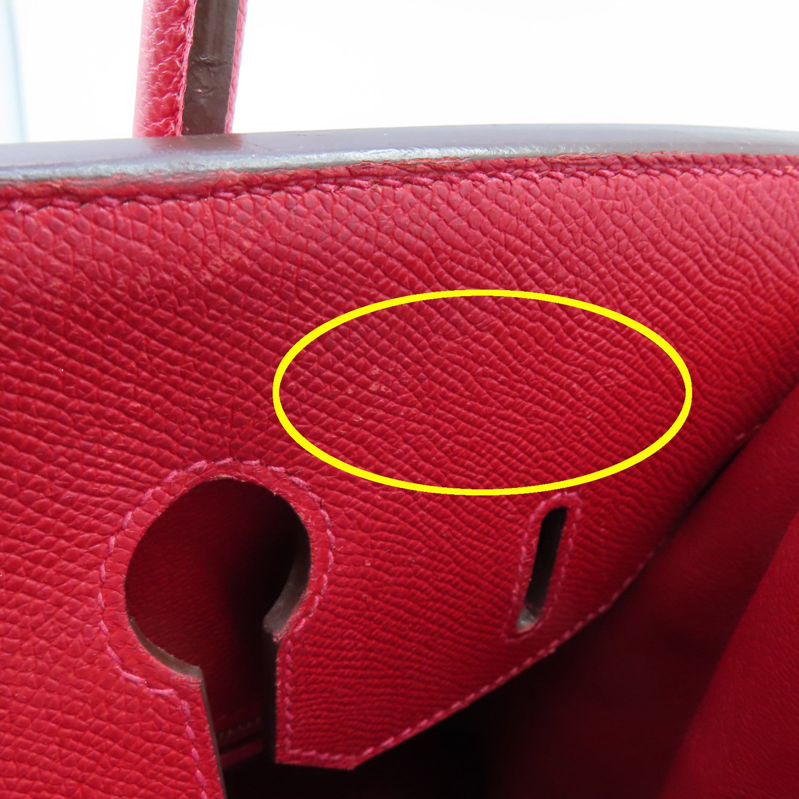 HERMES Epsom Leather Birkin 35 Silver Buckle Hand Bag Ferrari Red