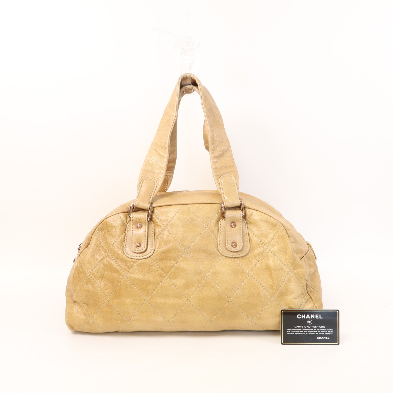CHANEL 【激減優惠】菱格牛皮皮革Shoulder Bag肩背袋米色