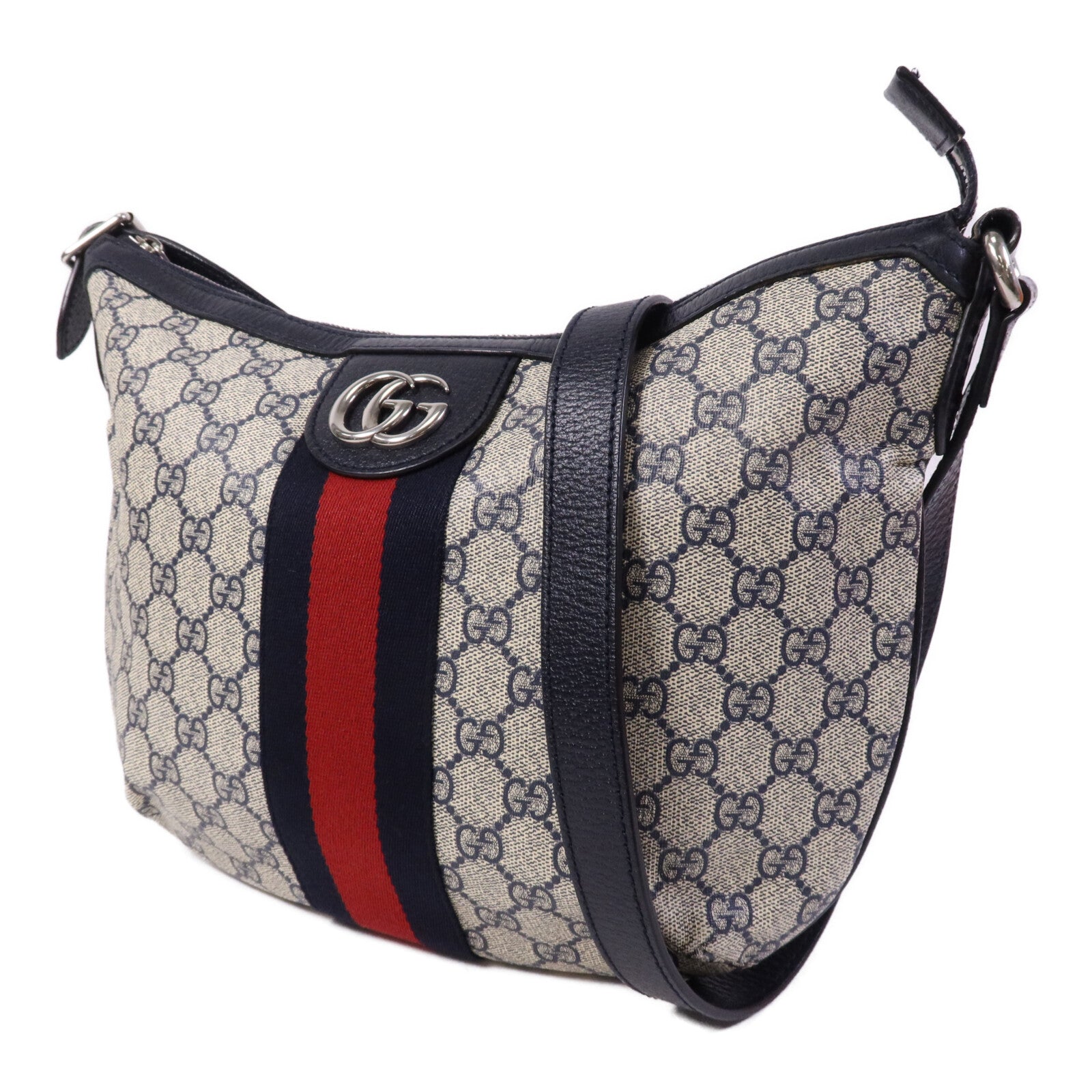 GUCCI 塗層帆布Ophidia GG銀扣肩背袋
