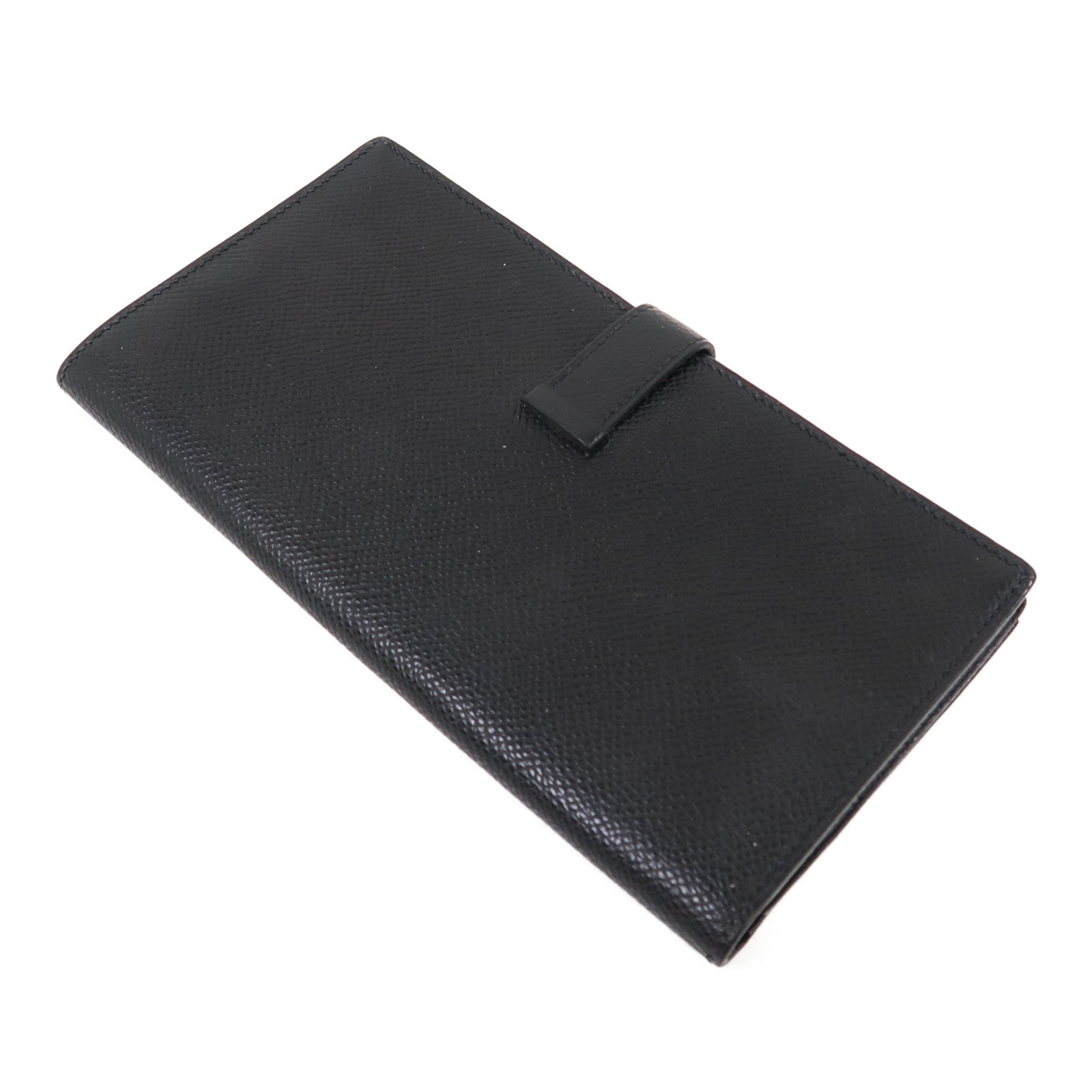 HERMES Epsom皮革Bearn Wallet銀扣長錢包黑色