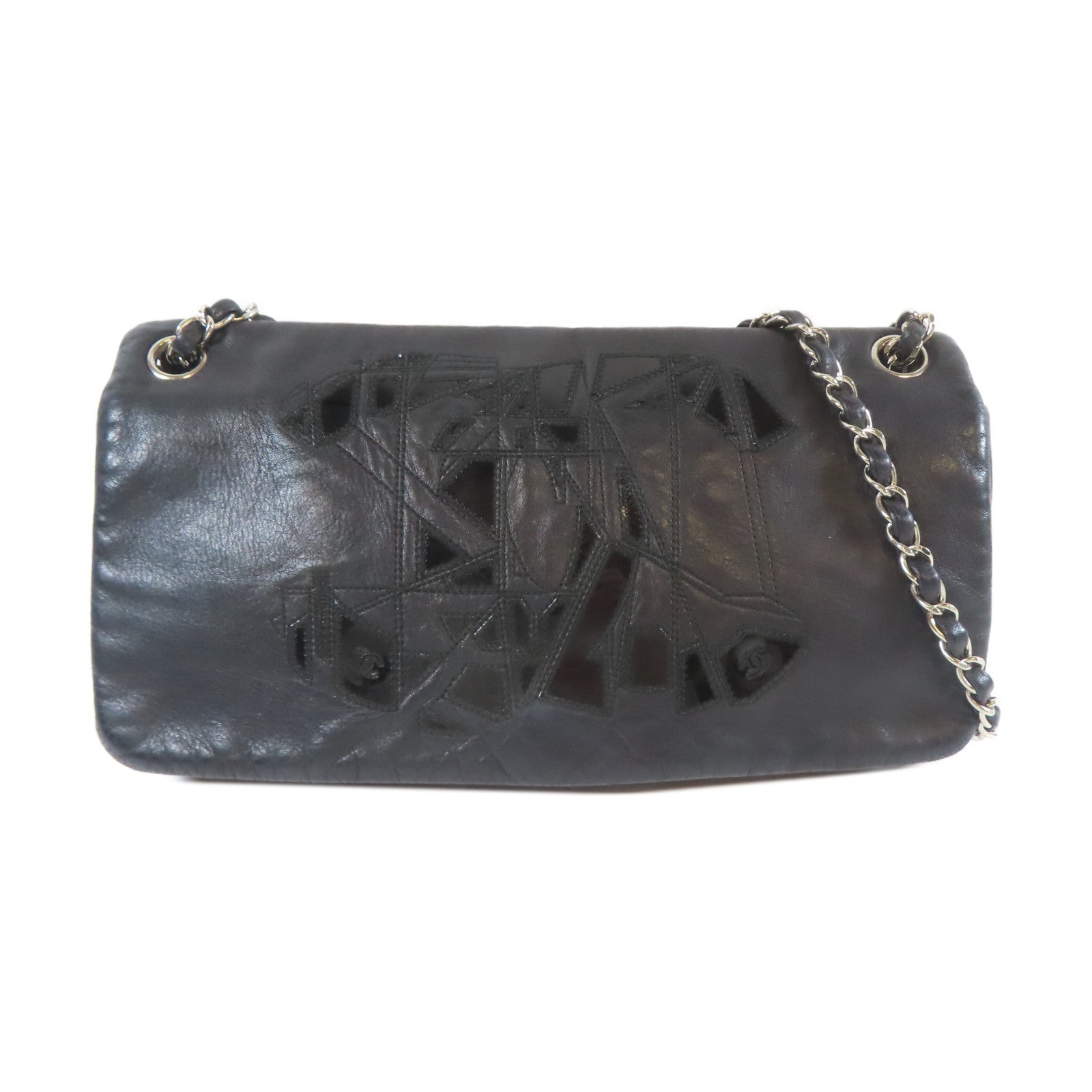CHANEL 【激減優惠】牛皮皮革Chain Shoulder銀扣鏈帶肩背袋黑色