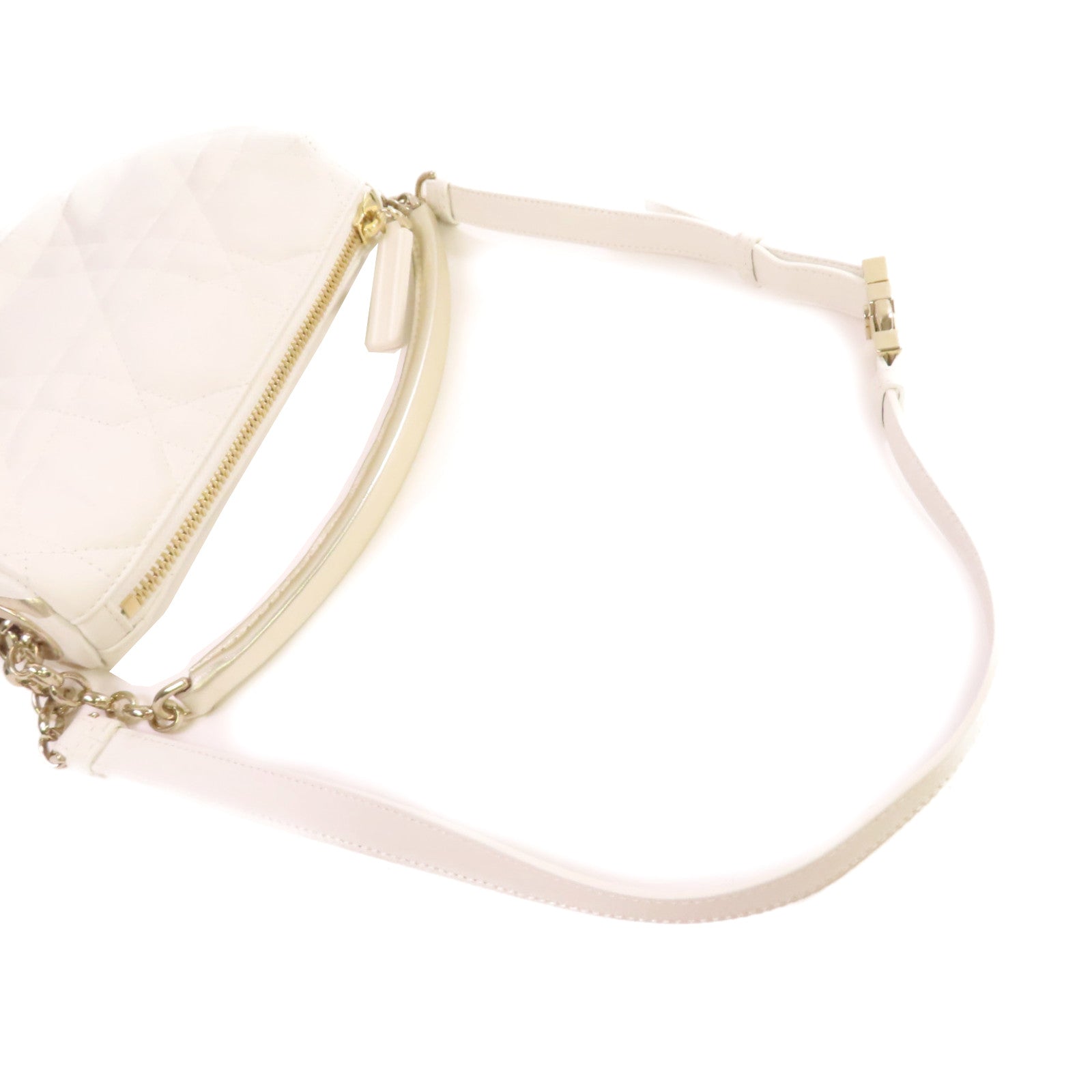 Dior 牛皮皮革Vibe Hobo 2Way Shoulder Bag金扣手挽肩背兩用袋白色