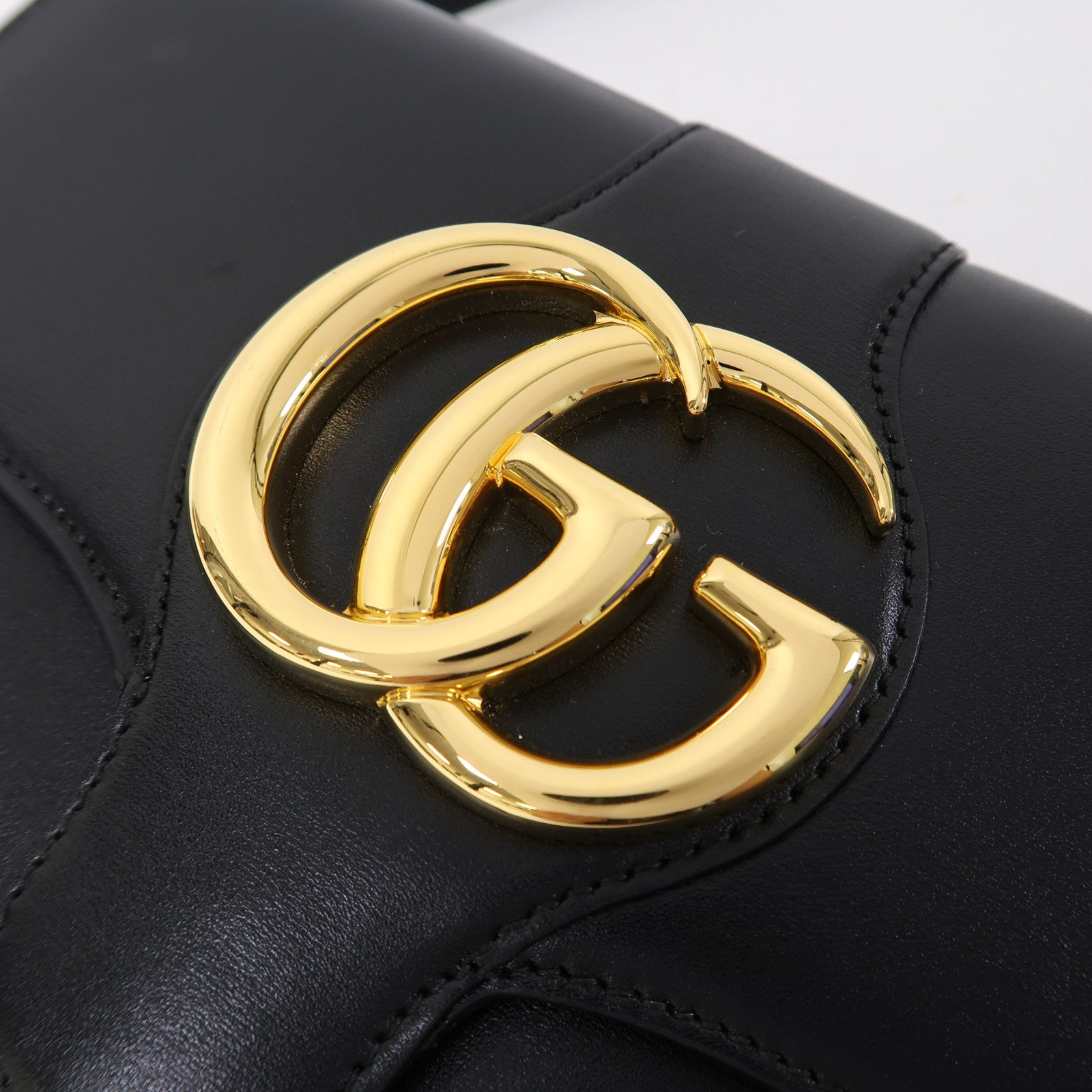 GUCCI 牛皮皮革Shoulder Bag金扣肩背袋黑色