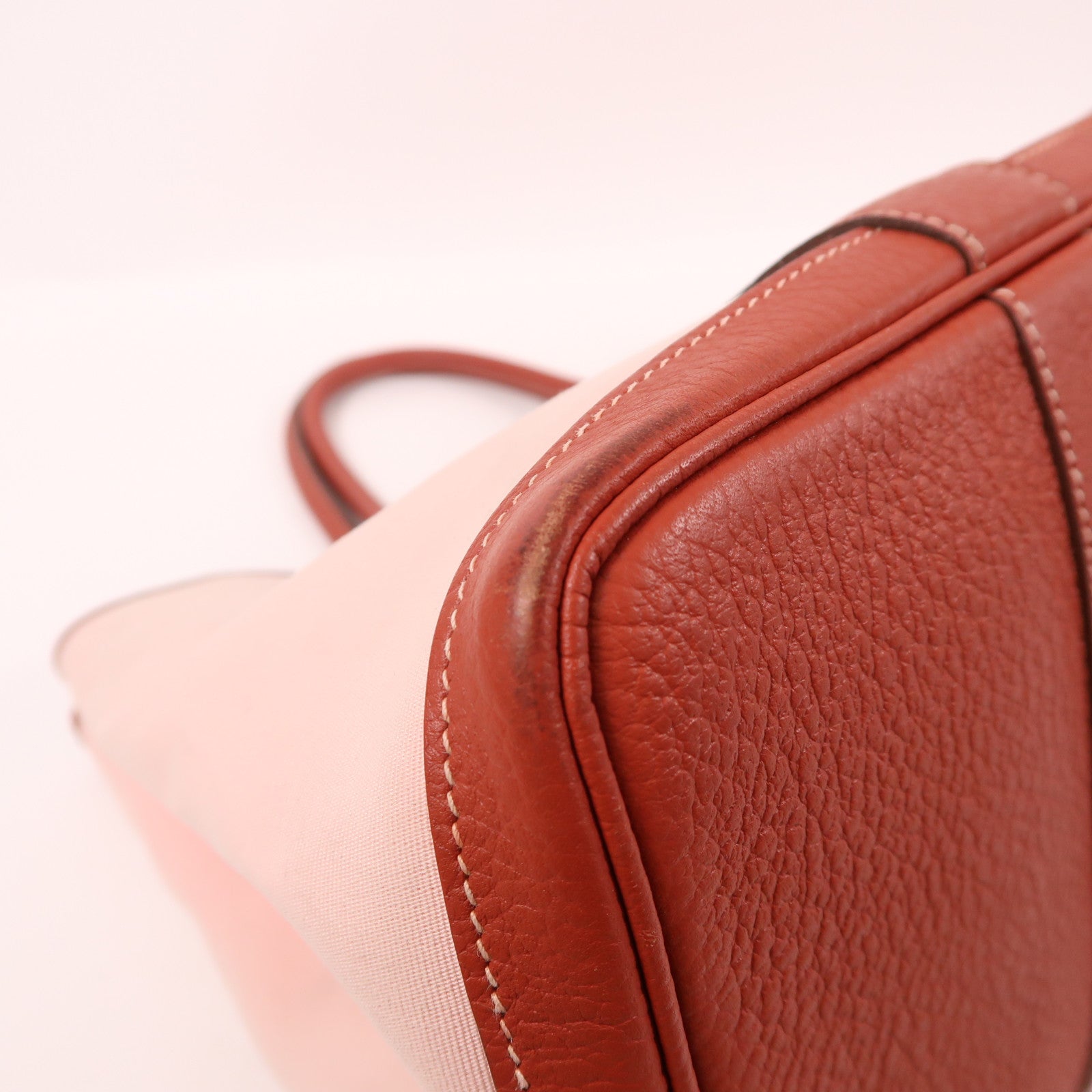 HERMES 帆布/皮革銀扣Garden Party PM手挽袋3Q Rose Sakura/櫻花粉