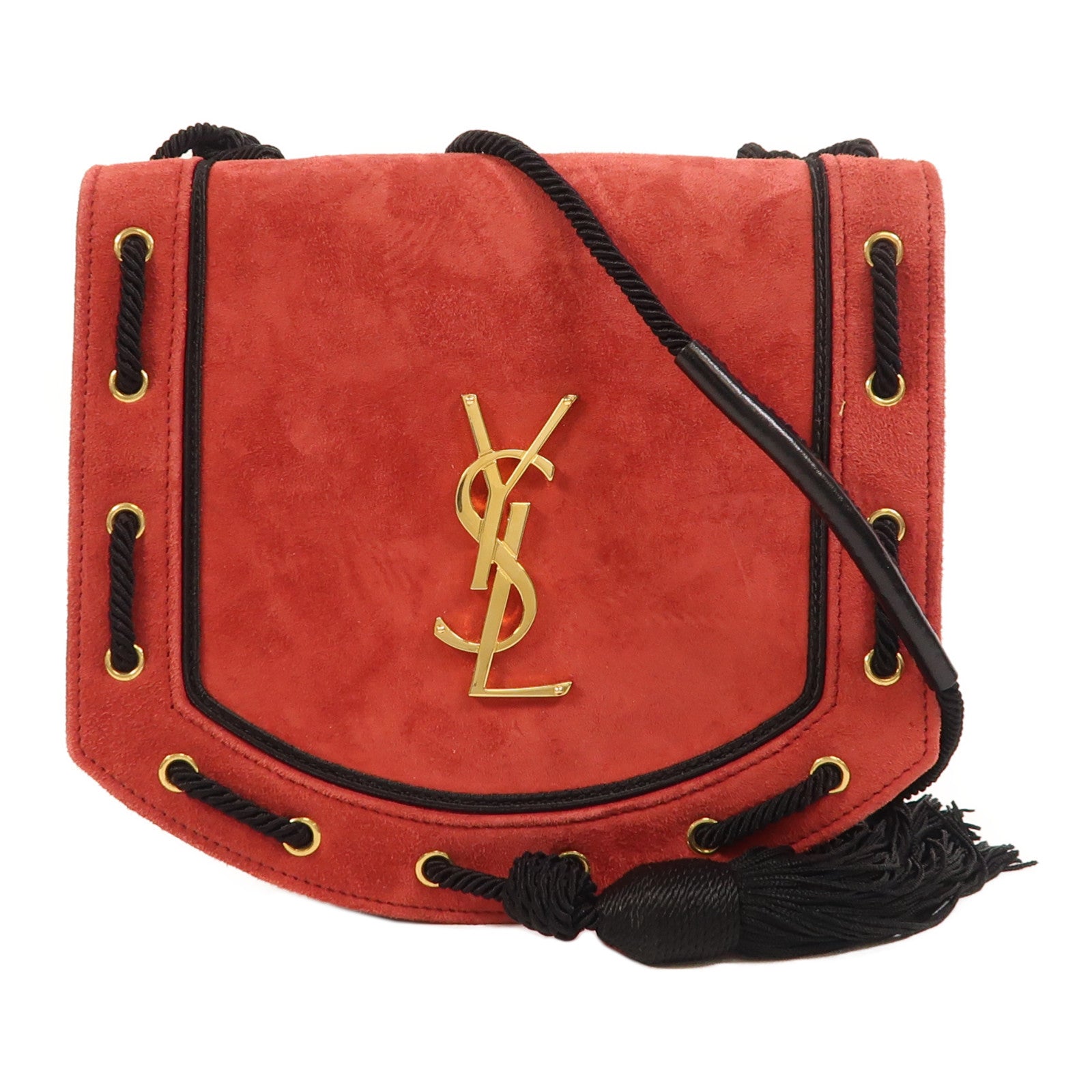 SAINT LAURENT 麂皮皮革Shoulder Bag金扣肩背袋