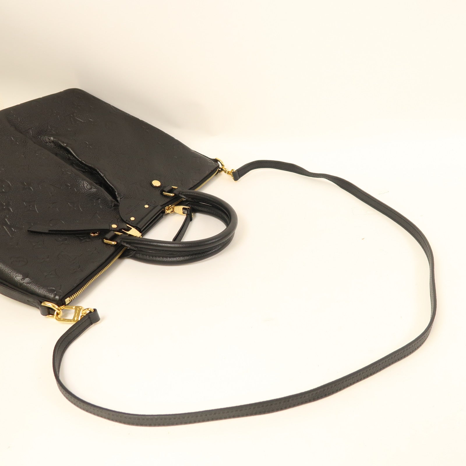 LOUIS VUITTON Monogram Empreinte Mazarine MM金扣手挽肩背兩用袋黑色