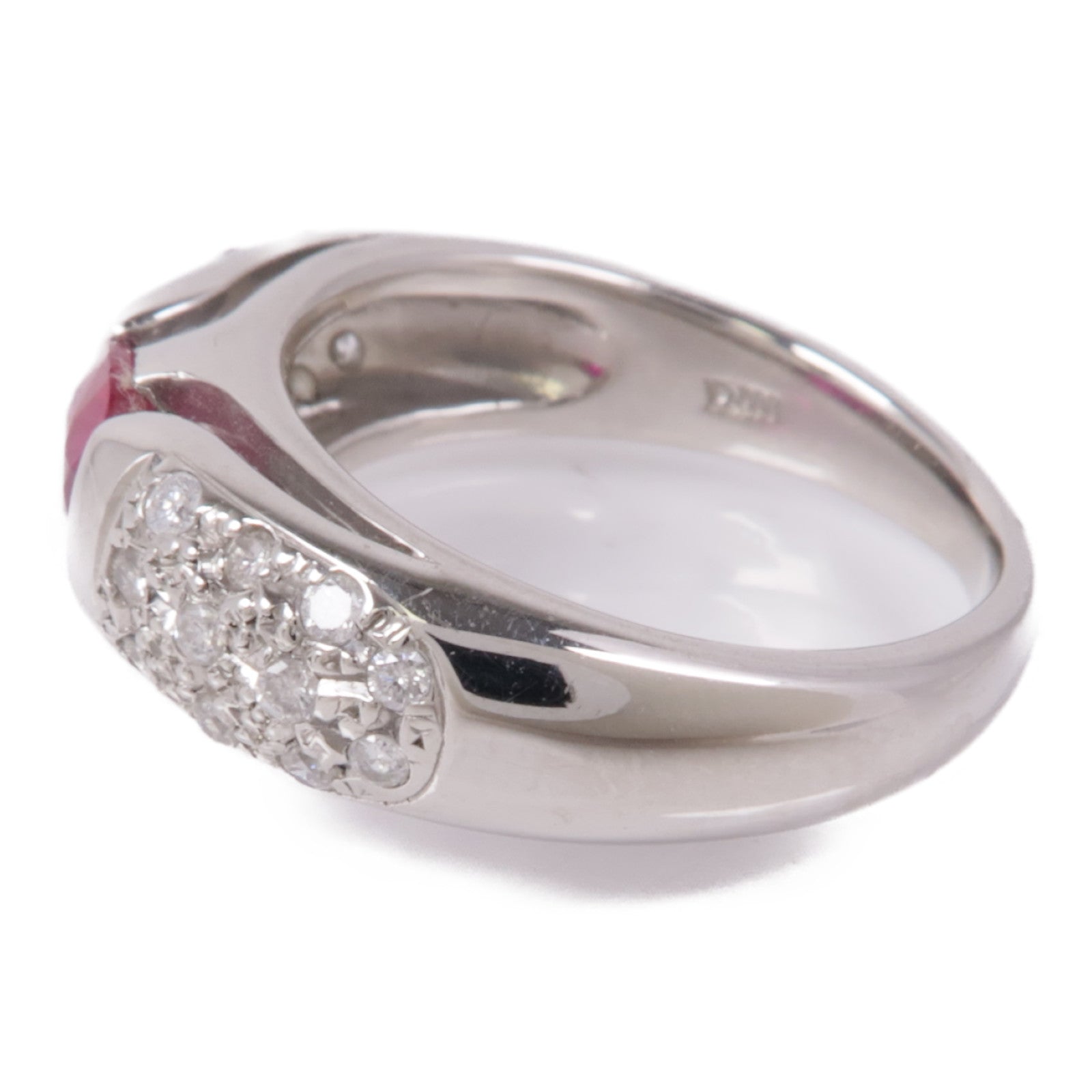 JEWELRY 【激減優惠】PT900鉑金Ruby/Diamond Ring紅寶石/鑽石戒指US#5.5