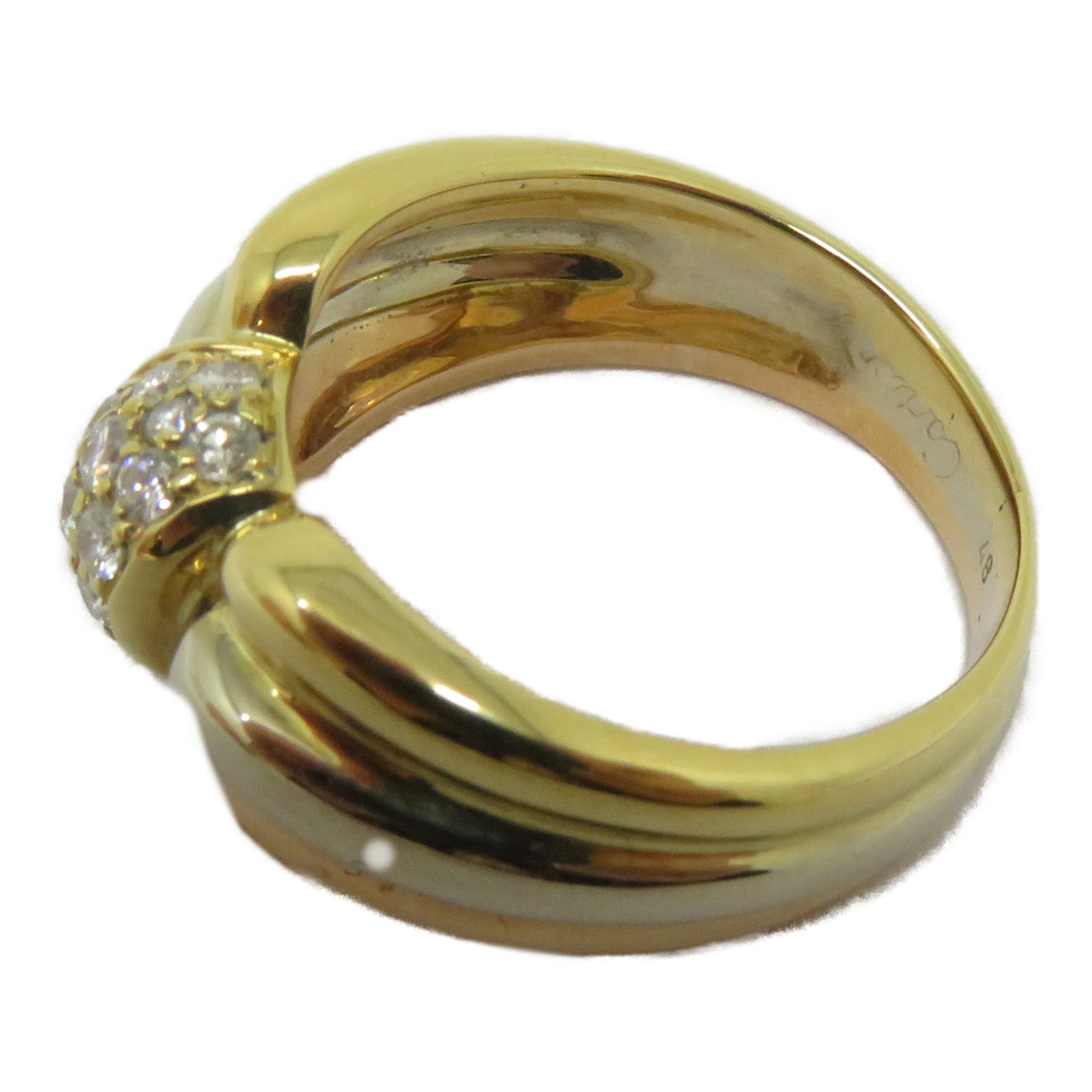 CARTIER 18K黃金/白金/玫瑰金Tri Color Ring戒指Cartier#48/US#4.75