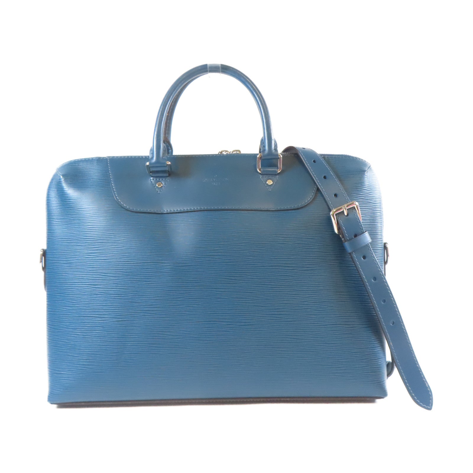 LOUIS VUITTON 【激減優惠】Epi Porte Documents Jour銀扣手挽肩背兩用袋藍色