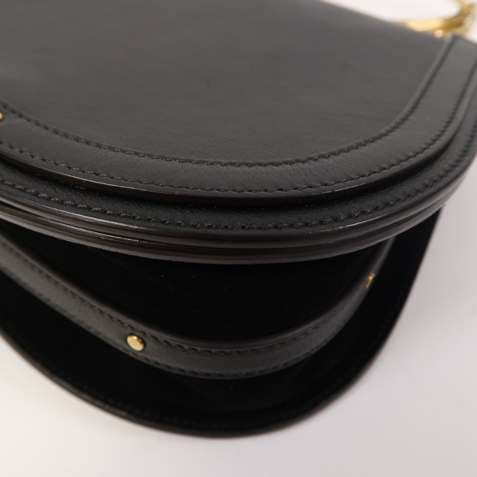 Chloe 牛皮皮革Nile Bag金扣肩背袋黑色