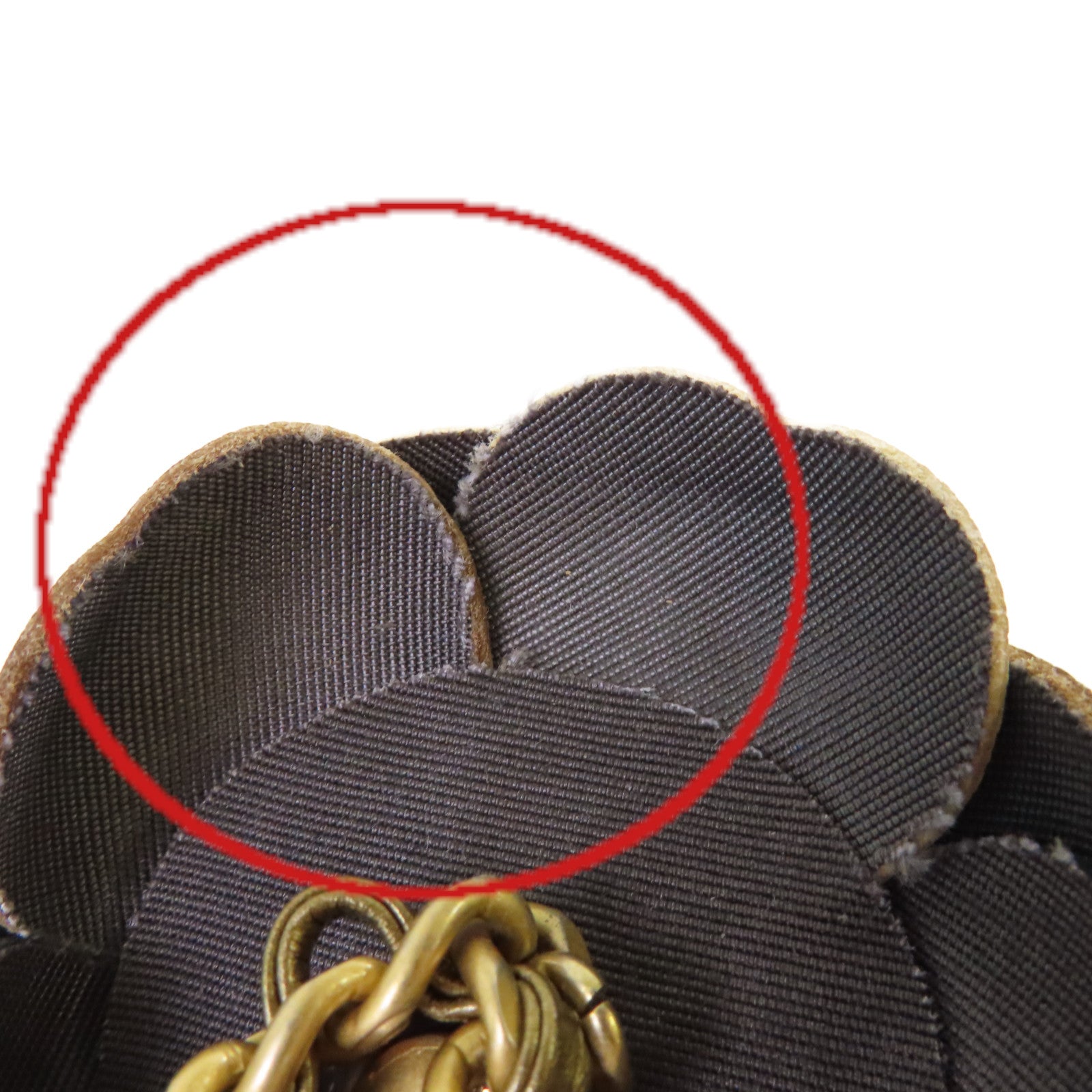 CHANEL 菱格牛皮皮革Camellia Flower Bag金扣鏈帶肩背袋灰色/金色