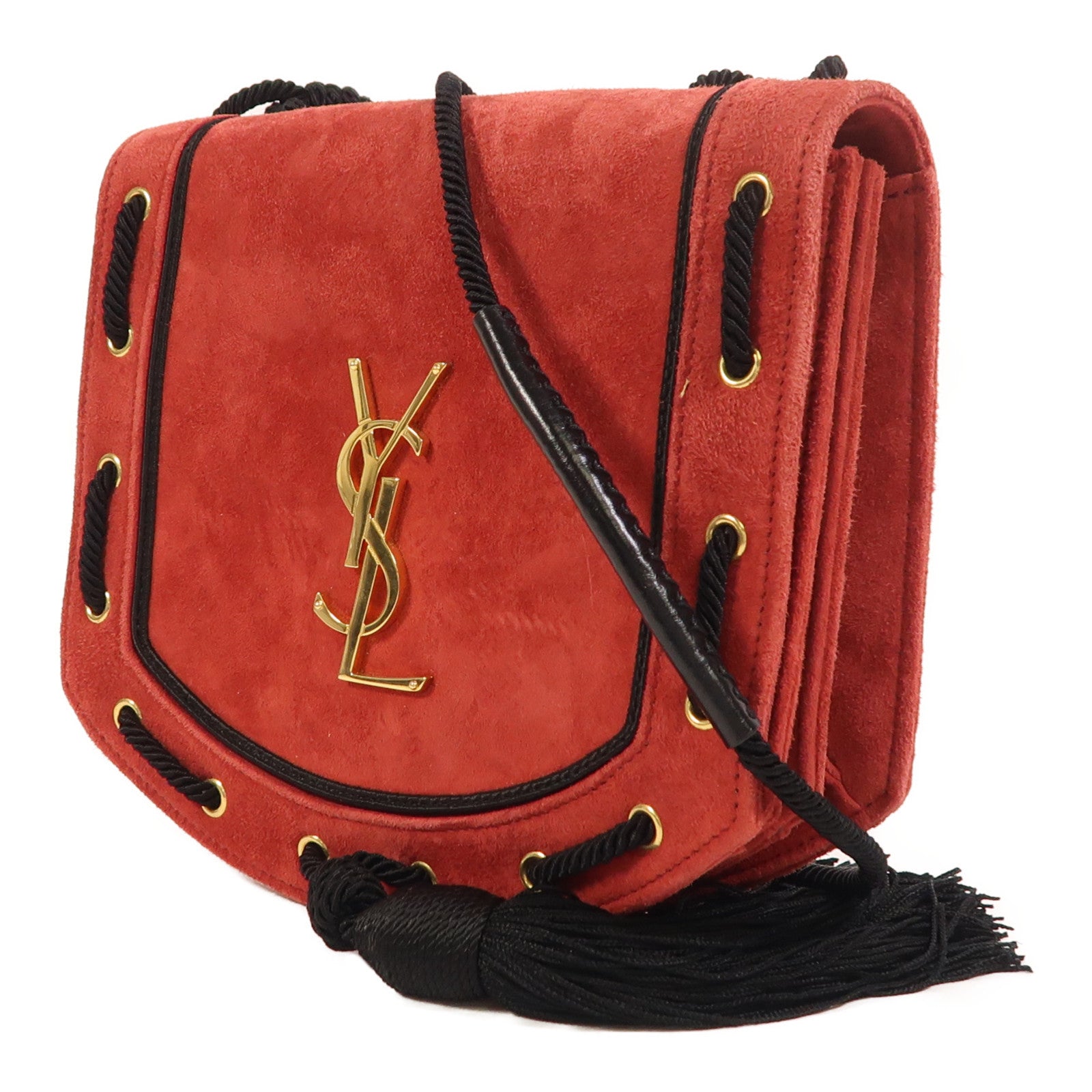 SAINT LAURENT 麂皮皮革Shoulder Bag金扣肩背袋