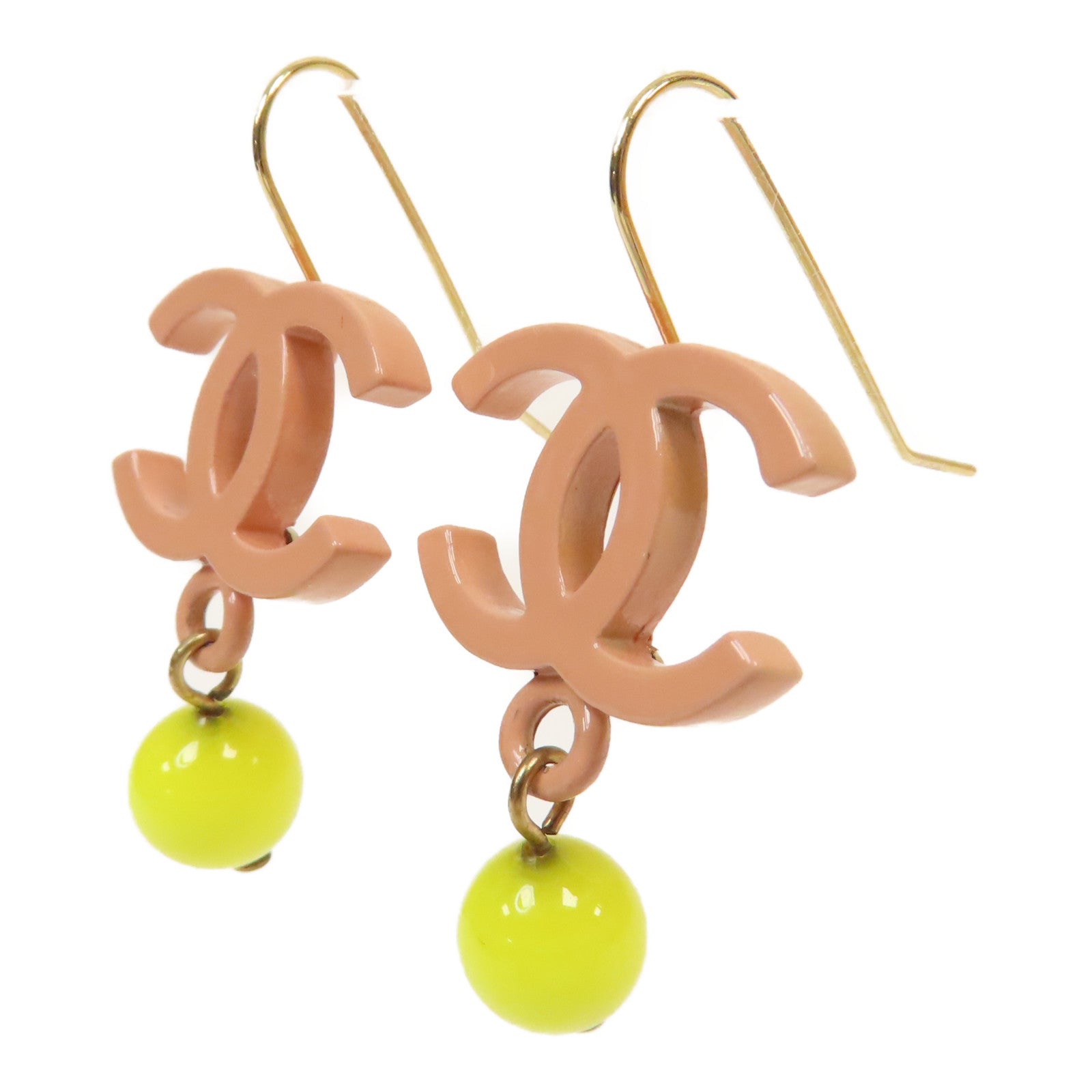 CHANEL PVC/金屬Earrings耳環粉紅色/黃色/金色