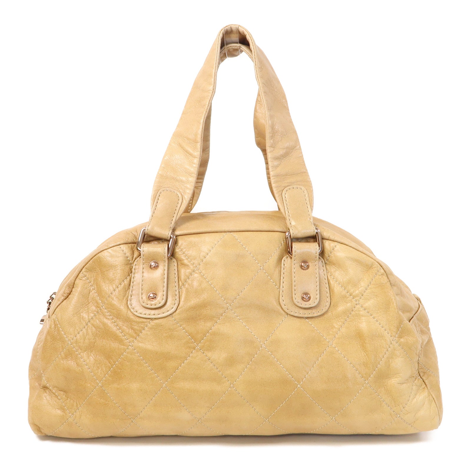 CHANEL 【激減優惠】菱格牛皮皮革Shoulder Bag肩背袋米色