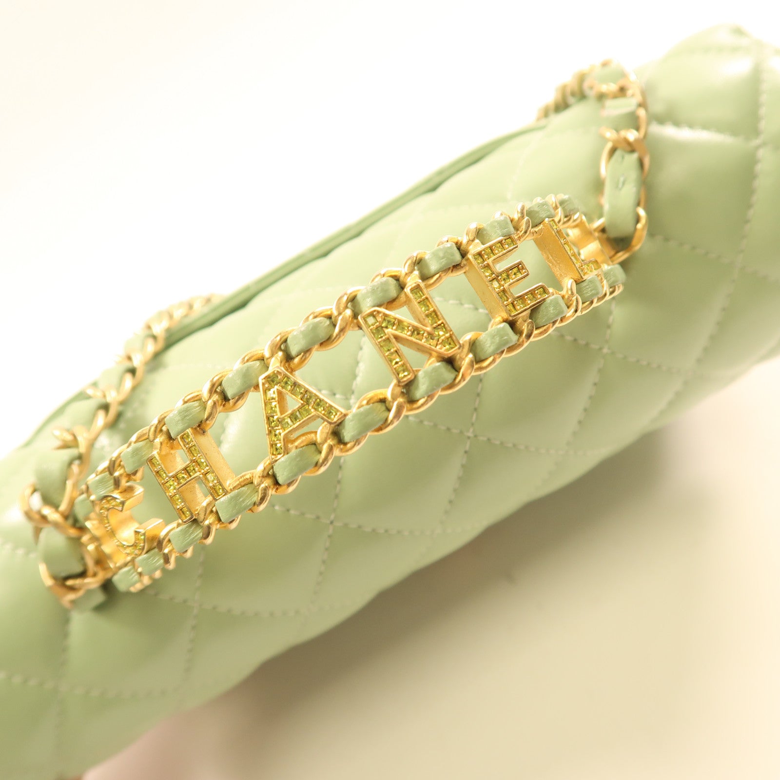 CHANEL 羊皮皮革2Way Shoulder金扣鏈帶手挽肩背兩用袋