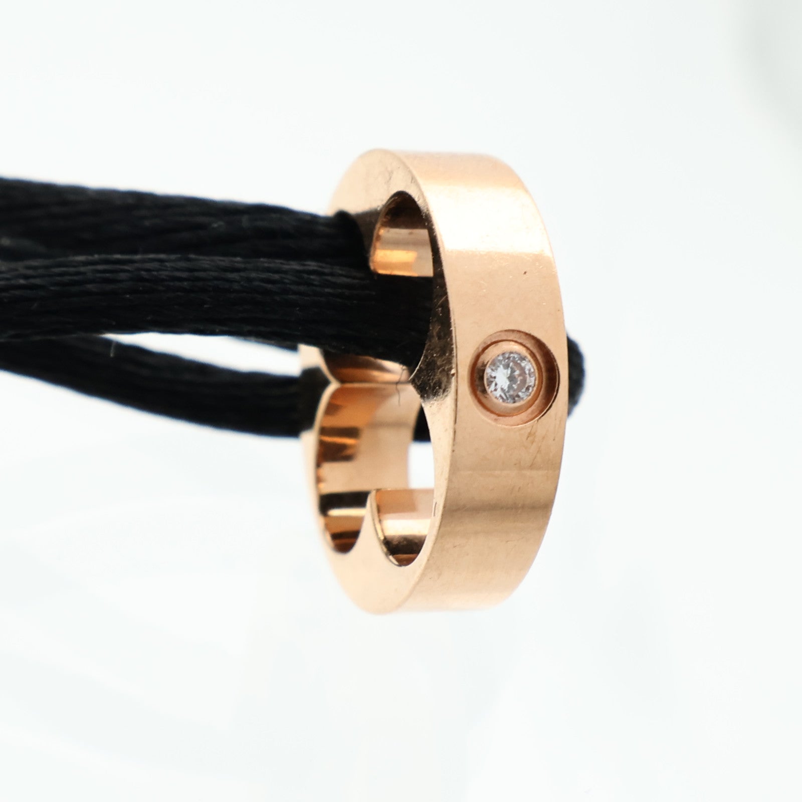 LOUIS VUITTON 18K玫瑰金/聚酯纖維Empreinte Cord 4Dia Bracelet鑽石手鐲