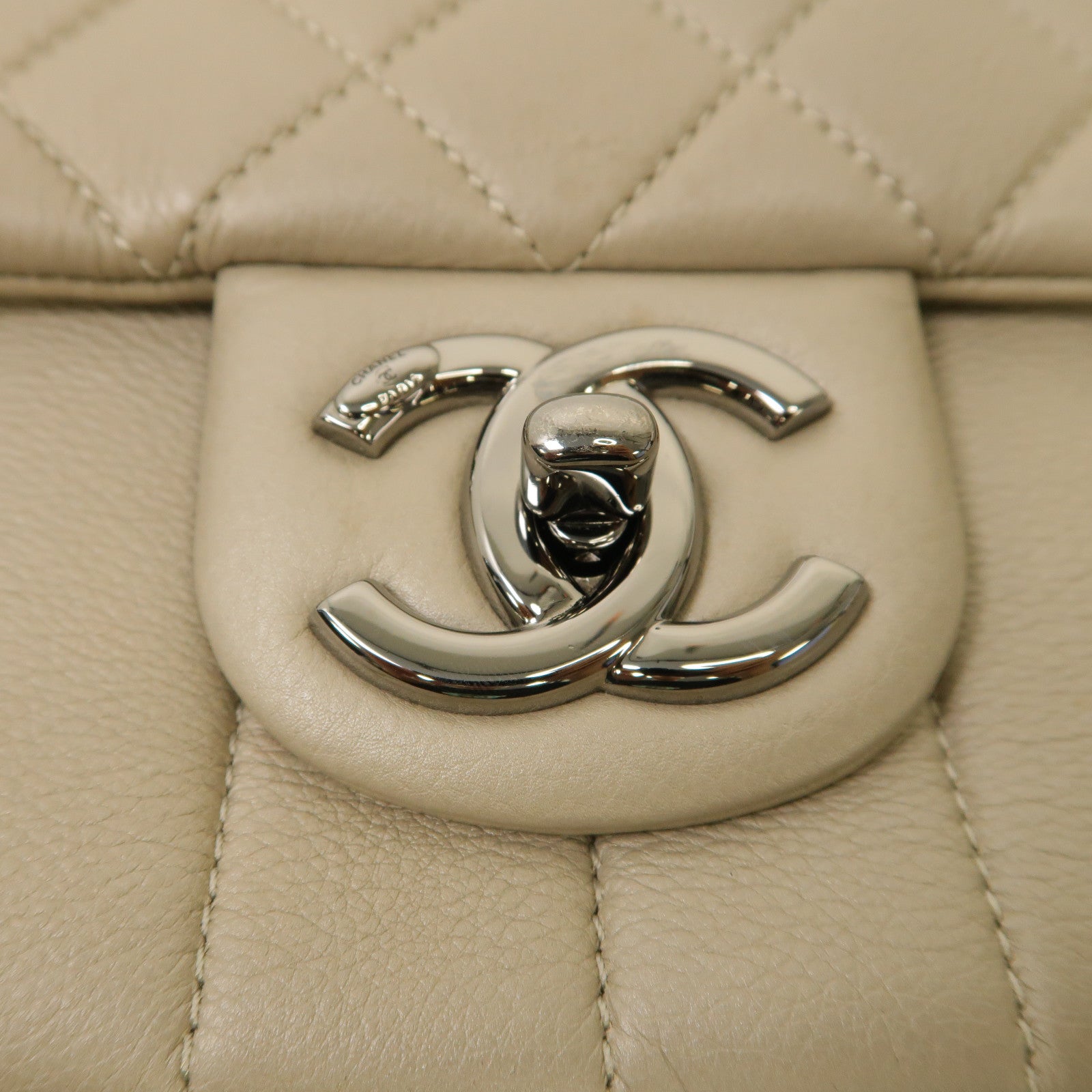 CHANEL 【激減優惠】牛皮皮革Chain Shoulder銀扣肩背袋灰色