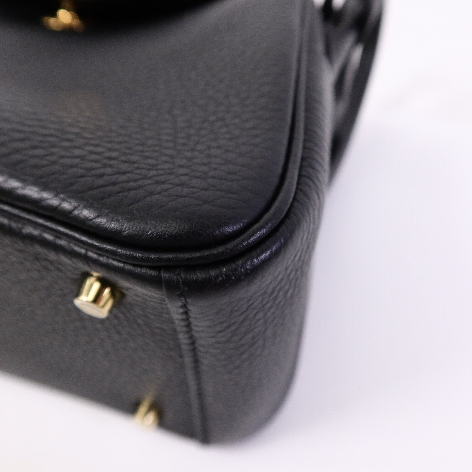 HERMES Clemence皮革Mini Lindy手挽肩背兩用袋Noir