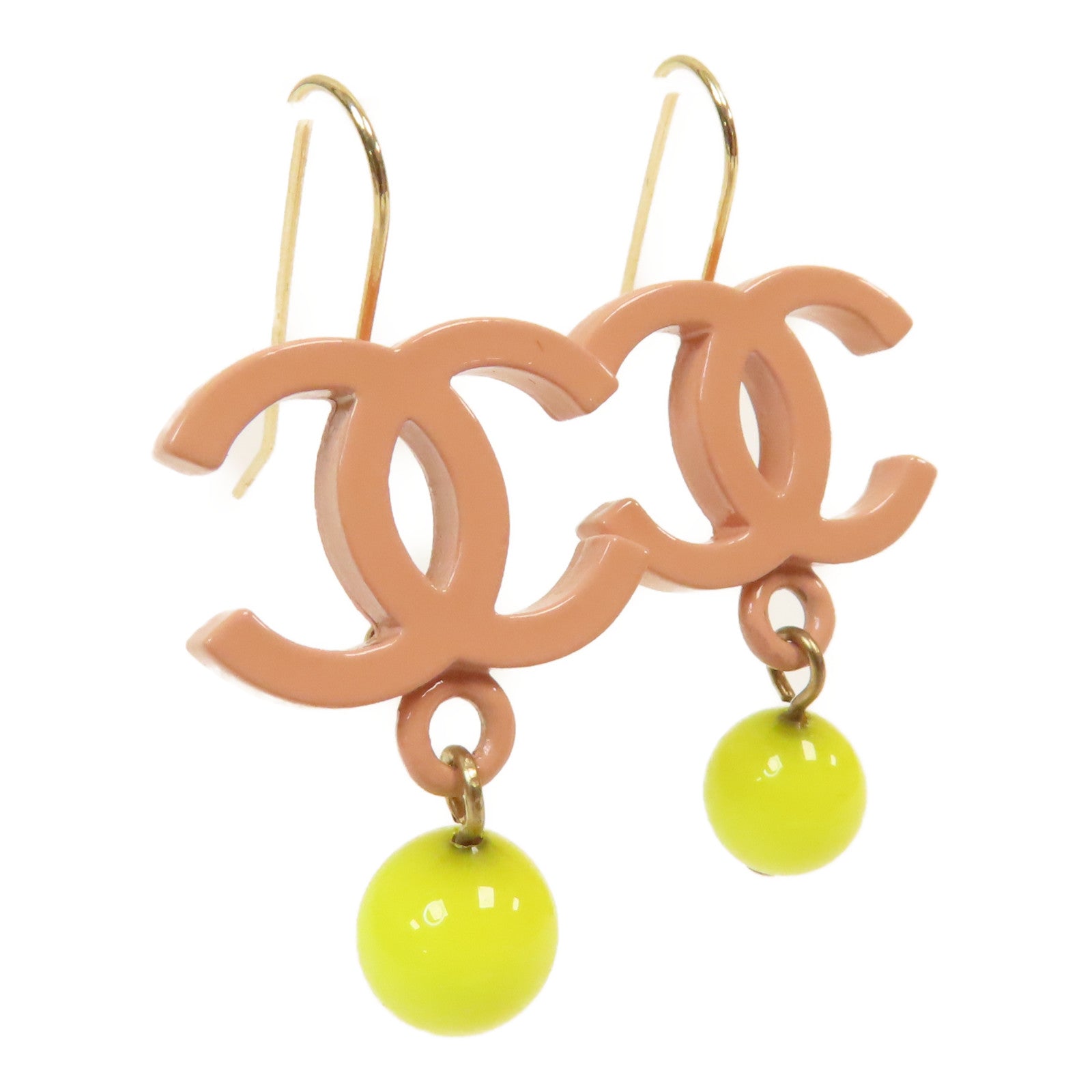 CHANEL PVC/金屬Earrings耳環粉紅色/黃色/金色