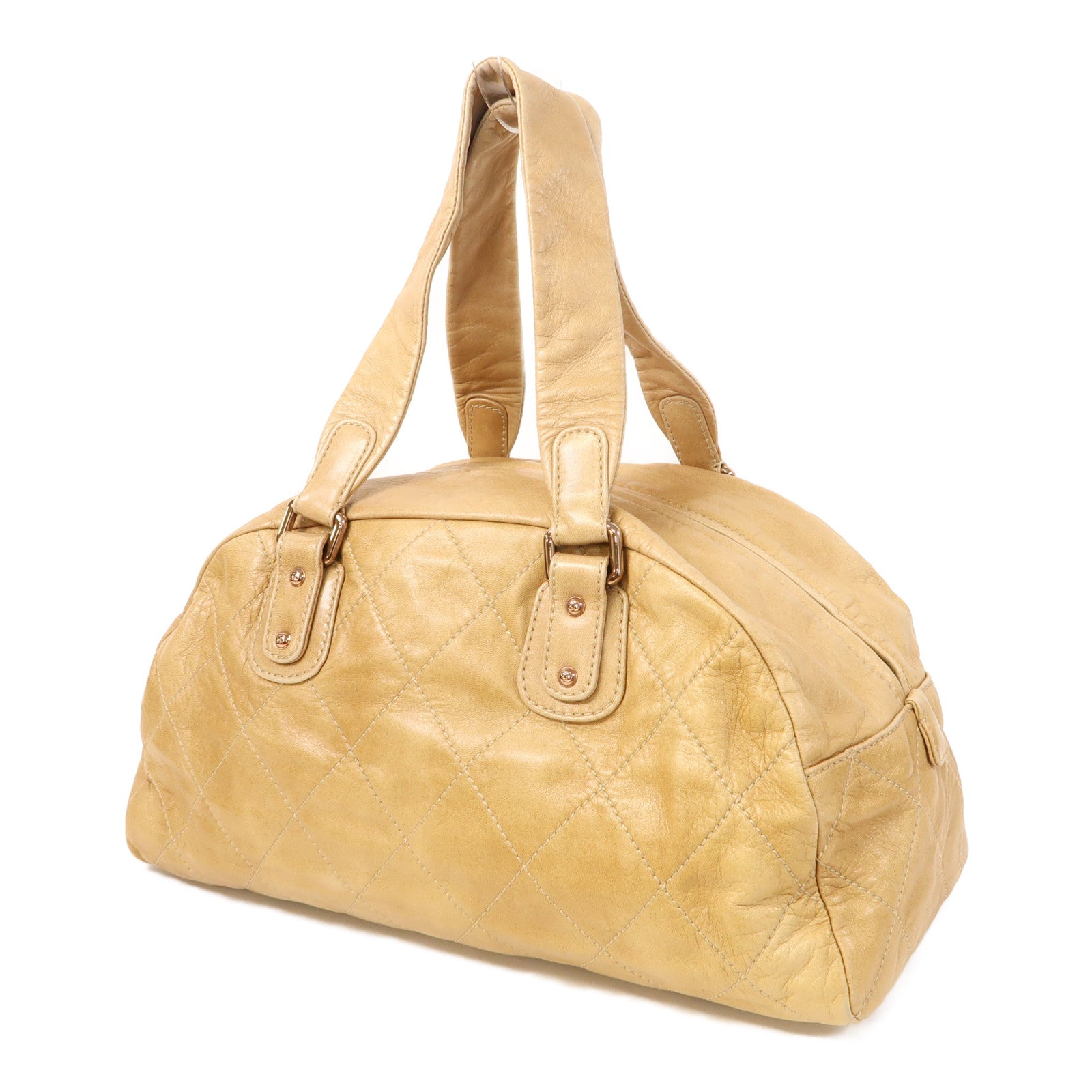 CHANEL 【激減優惠】菱格牛皮皮革Shoulder Bag肩背袋米色
