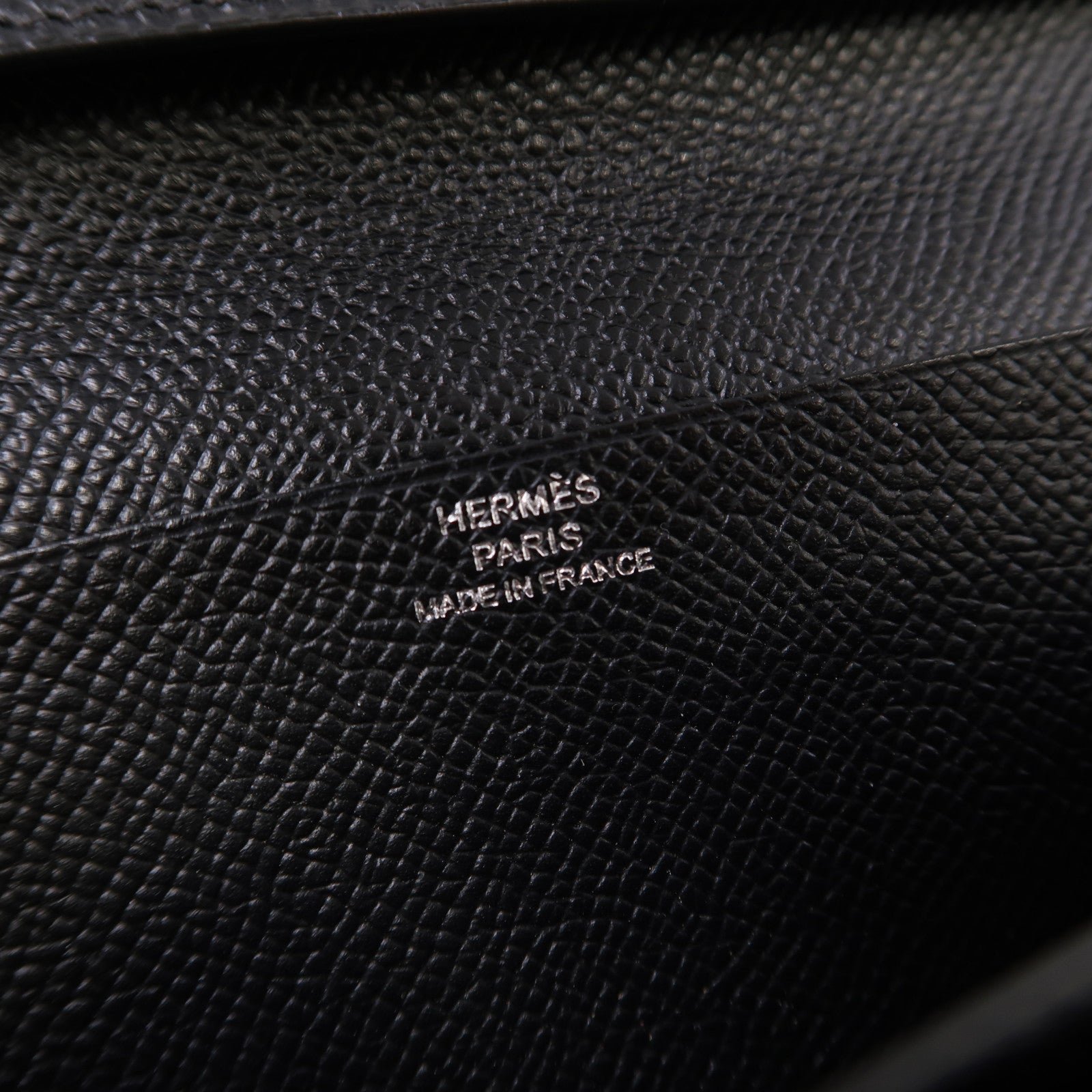 HERMES Epsom皮革Bearn Wallet銀扣長錢包黑色