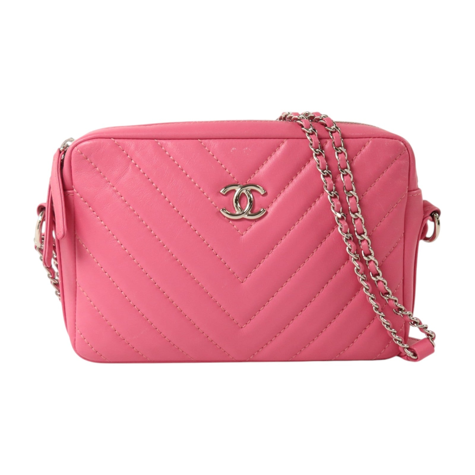 CHANEL 【激減優惠】羊皮皮革Chain Shoulder銀扣鏈帶肩背袋