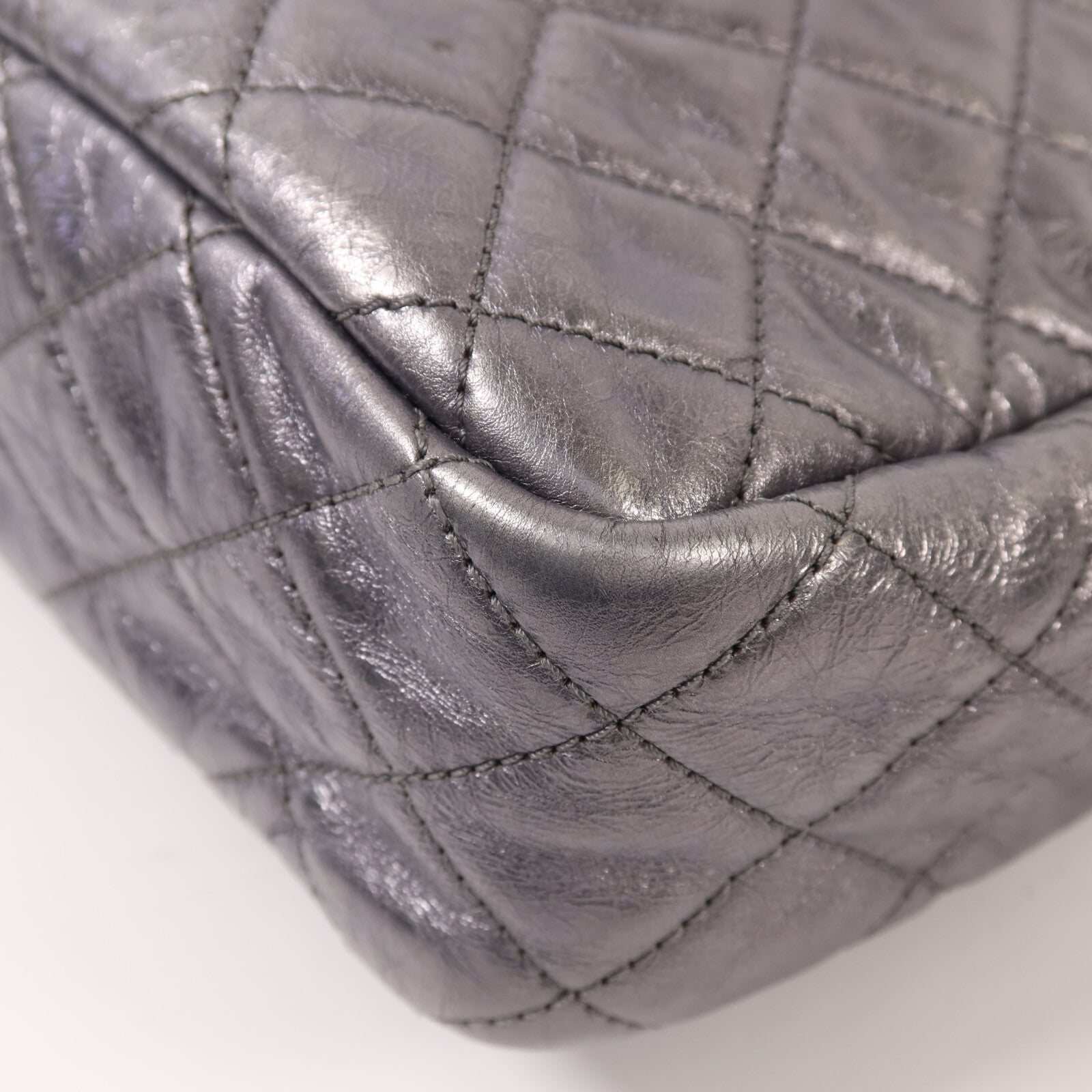 CHANEL 牛皮皮革Shoulder Bag銀扣鏈帶肩背袋