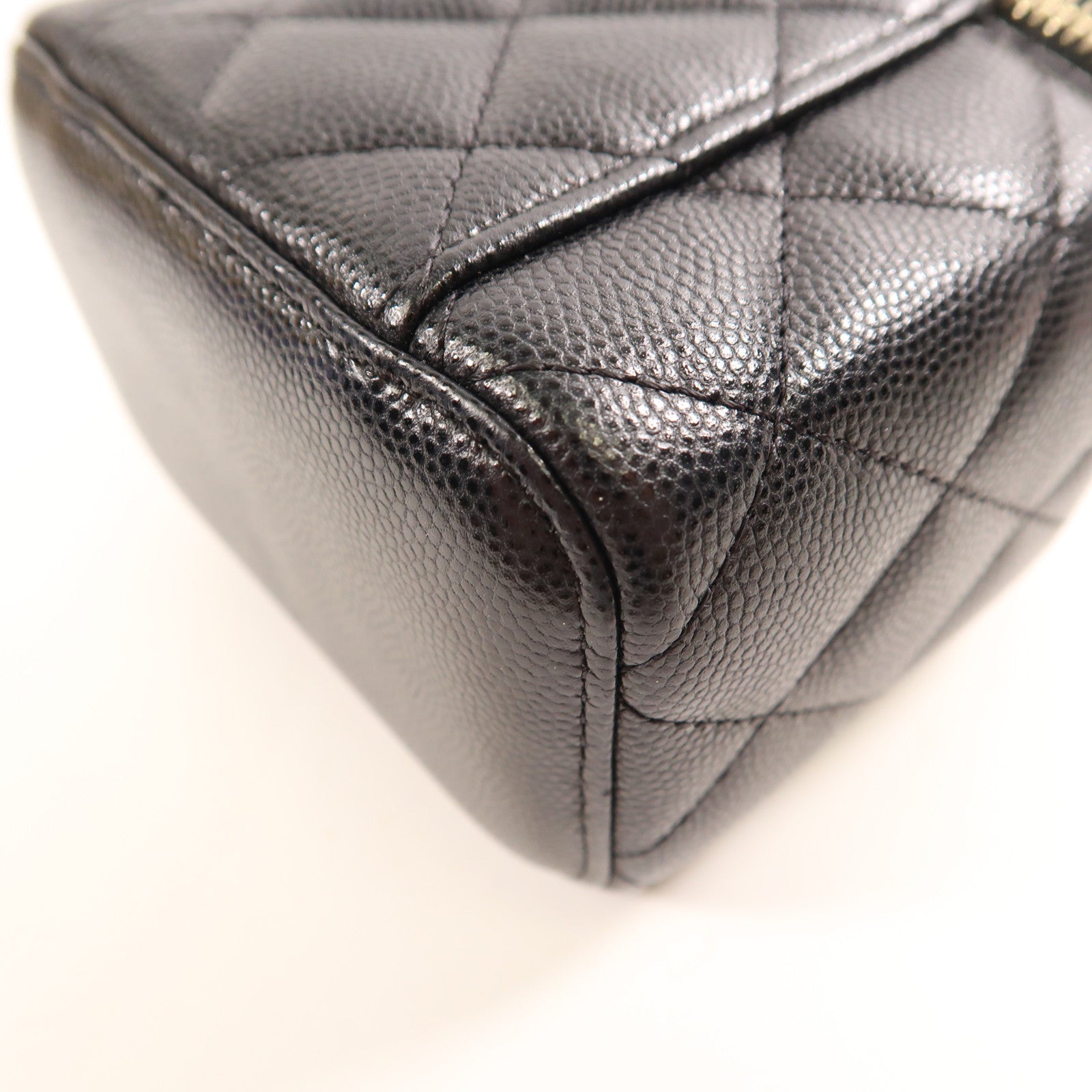 CHANEL CC GHW Mini Vanity Chain Shoulder Bag Calfskin Leather Black