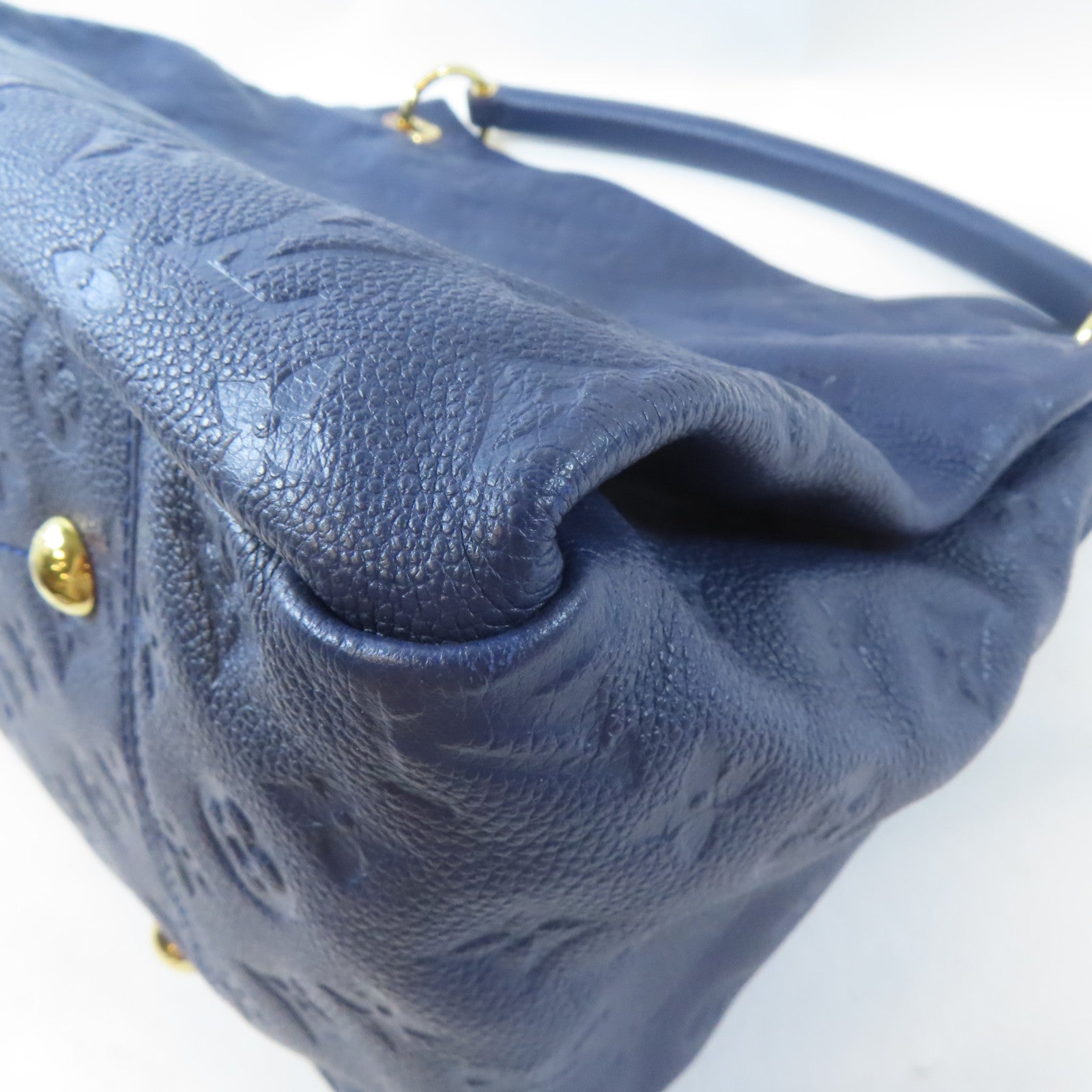 LOUIS VUITTON Monogram Empreinte Artsy MM金扣肩背袋藍色